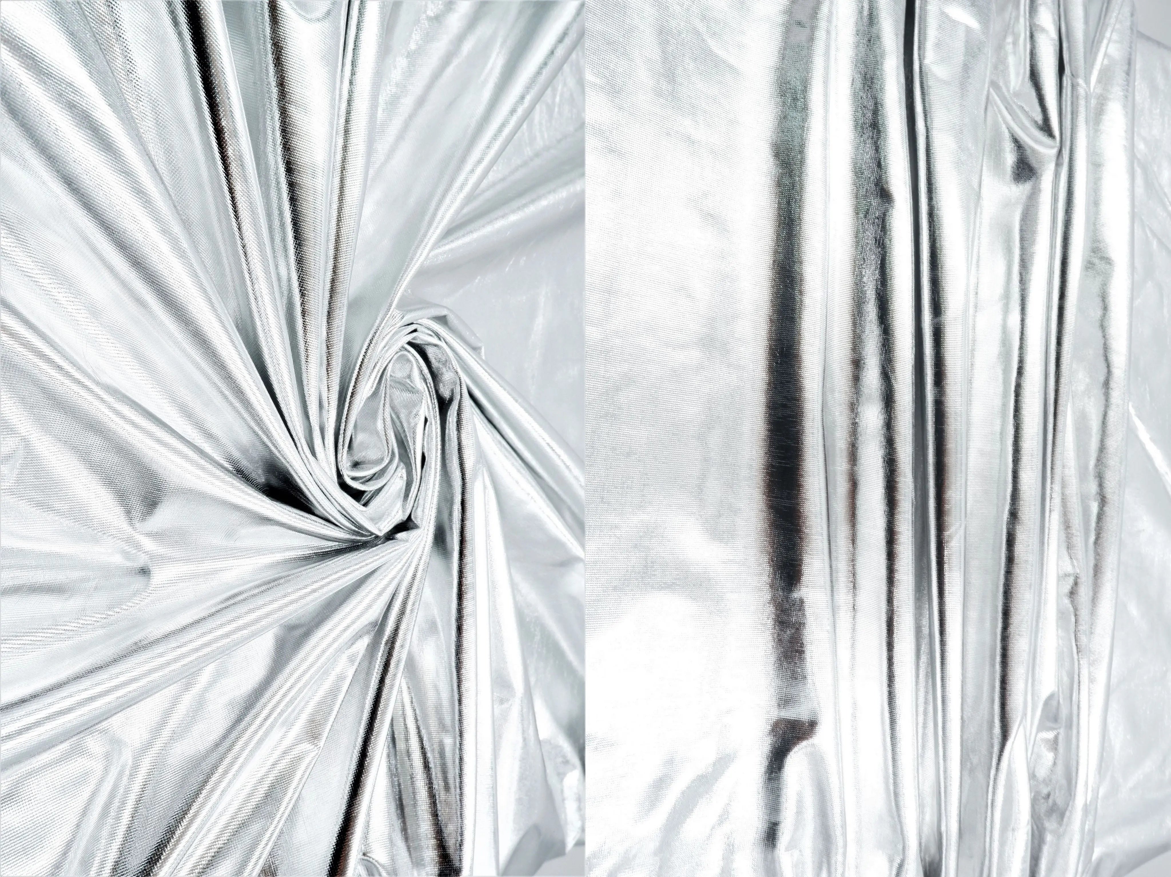 MTJ302 SILVER/SHINY BODYSUIT BOTTOMS CAMI COATED DRESS KNIT LEATHER NO-PRINT OUTERWEAR PANTS POLYESTER SKIRTS SOLID SPANDEX STRETCH TOPS TUNICS