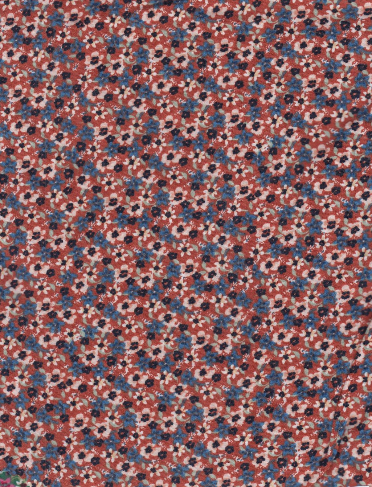 KNT2100-MS11150 TERRACOTTA BLOUSE BODYSUIT CAMI DITSY DRESS DTY BRUSHED FLORAL FLOWER KNIT POLYESTER PRINT SKIRTS SPANDEX STRETCH T-SHIRT TOPS TUNICS