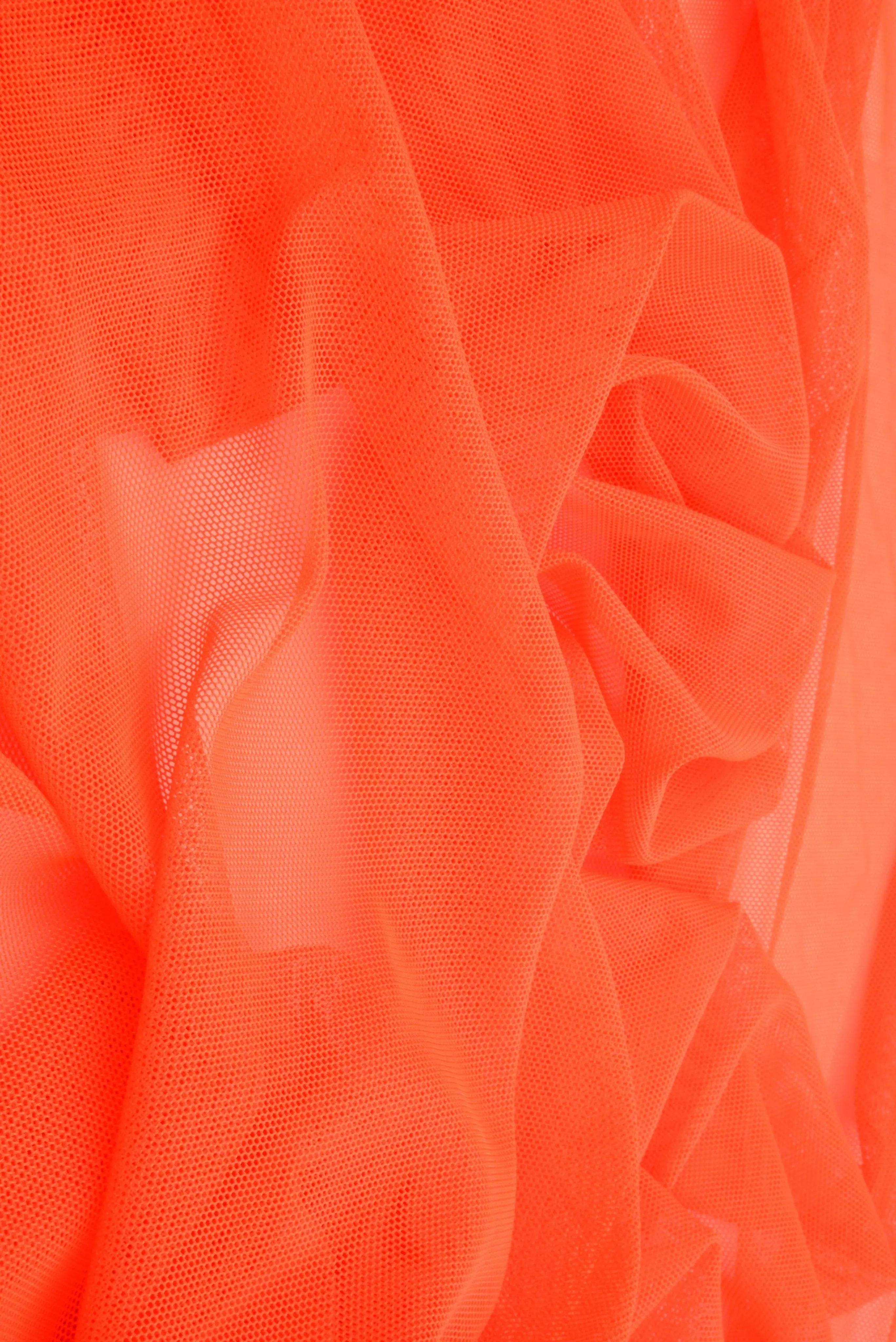 MESH-2000 ORANGE BLOUSE BODYSUIT CAMI FLOCKING LOUNGEWEAR MESH NO-PRINT ORANGE POLYESTER SOLID SPANDEX STRETCH TOPS TUNICS