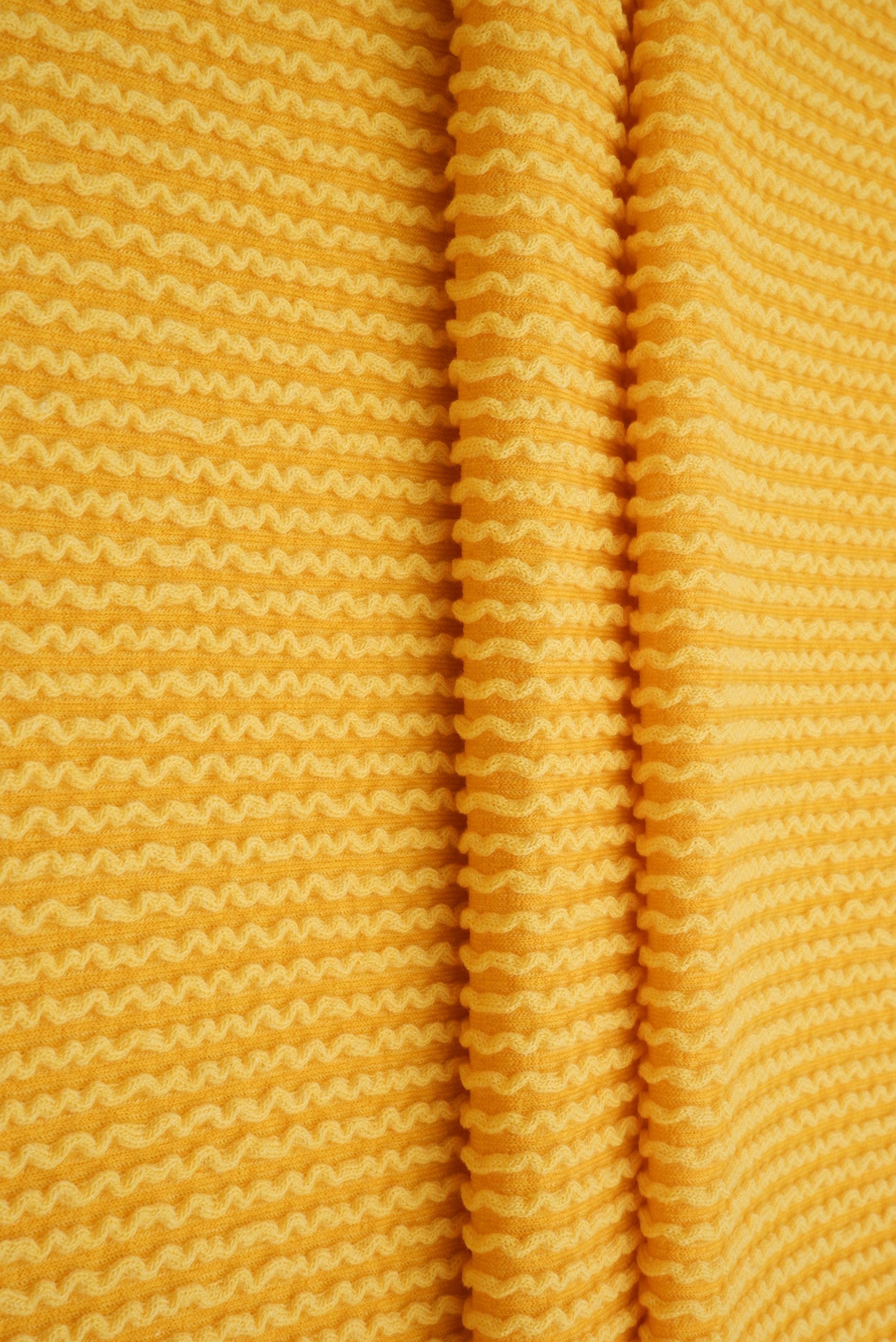 KNT4463 YELLOW BODYSUIT BOTTOMS CAMI DOUBLE KNIT DRESS JACQUARD LOUNGEWEAR MUSTARD NO-PRINT PANTS POLYESTER RAYON RIB SOLID SPANDEX STRETCH SWEATER T-SHIRT URBAN YELLOW