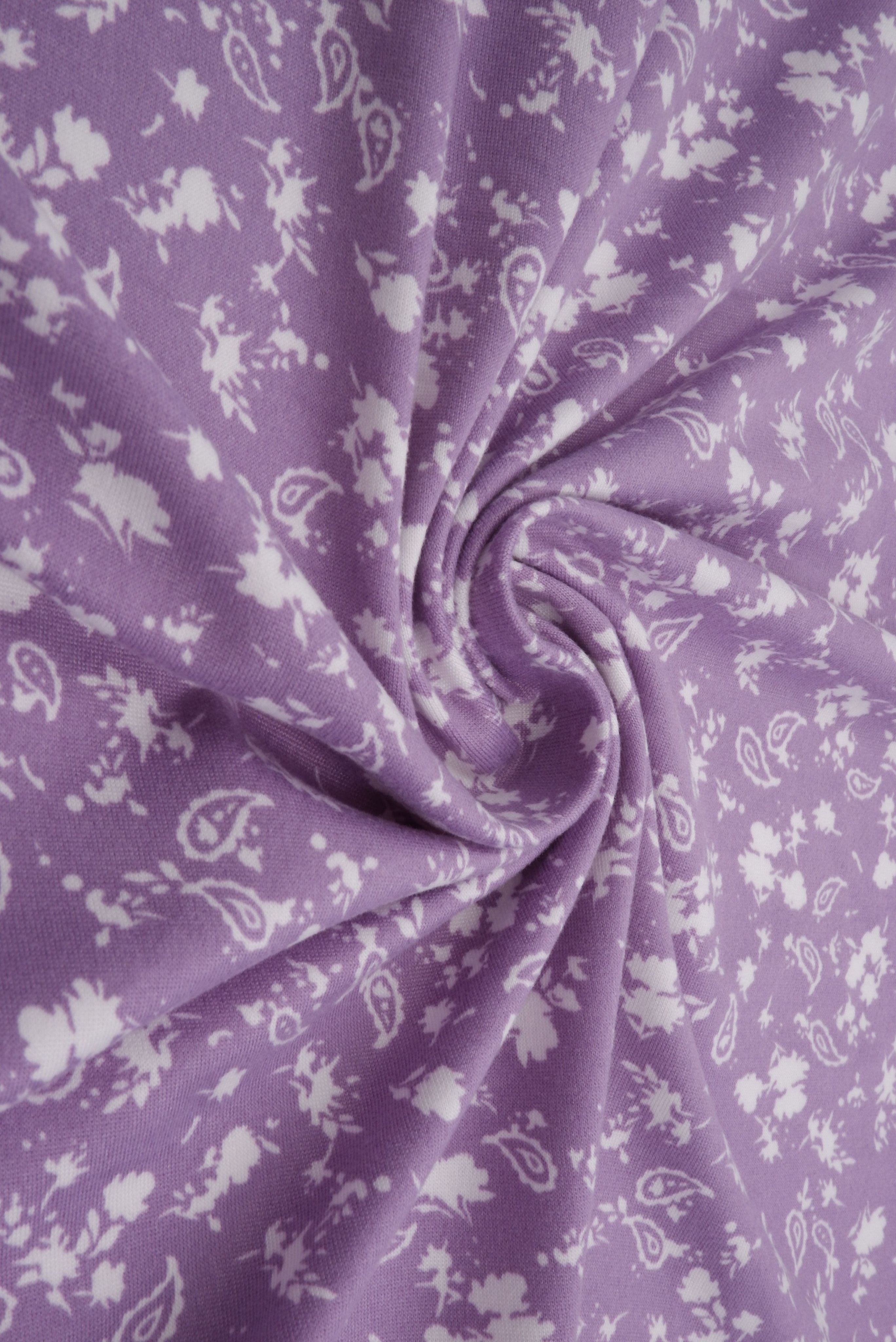 KNT2100-MS01214 LAVENDER BIKER SHORTS BODYSUIT BOTTOMS CAMI DRESS DTY BRUSHED FLORAL FLOWER KNIT LAVANDER PAISLEY PANTS POLYESTER PRINT SKIRTS SPANDEX STRETCH TOPS WHITE