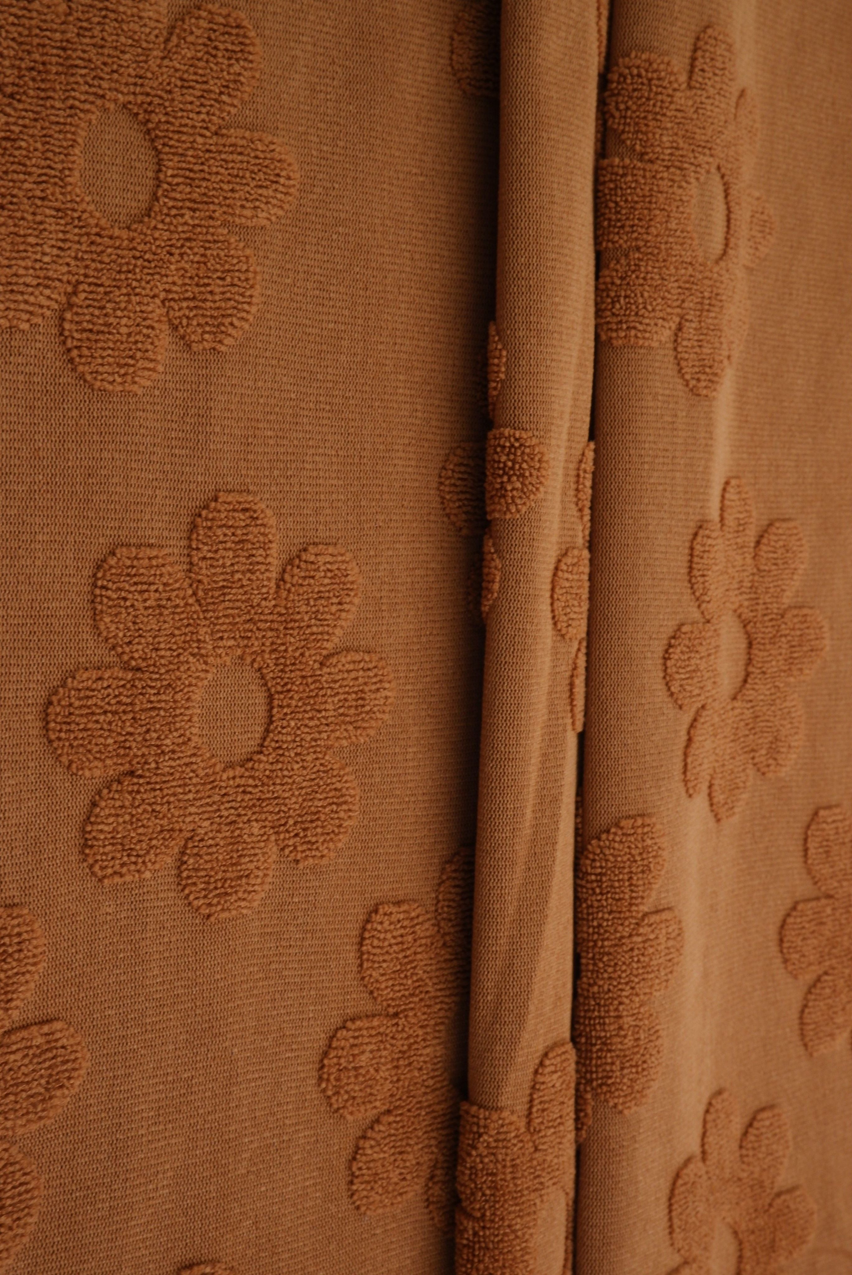 JACQ-4480 CARAMEL BOTTOMS BROWN DAISY FLOWER DRESS GEOMETRIC JACQUARD KNIT LIVERPOOL OUTERWEAR PANTS POLYESTER SKIRTS SOLID SPANDEX STRETCH SWEATER TOPS