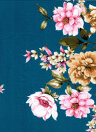 KNT2100-MS11239 TEAL BIKER SHORTS BODYSUIT BOTTOMS DRESS DTY BRUSHED FLORAL KNIT POLYESTER PRINT SPANDEX STRETCH
