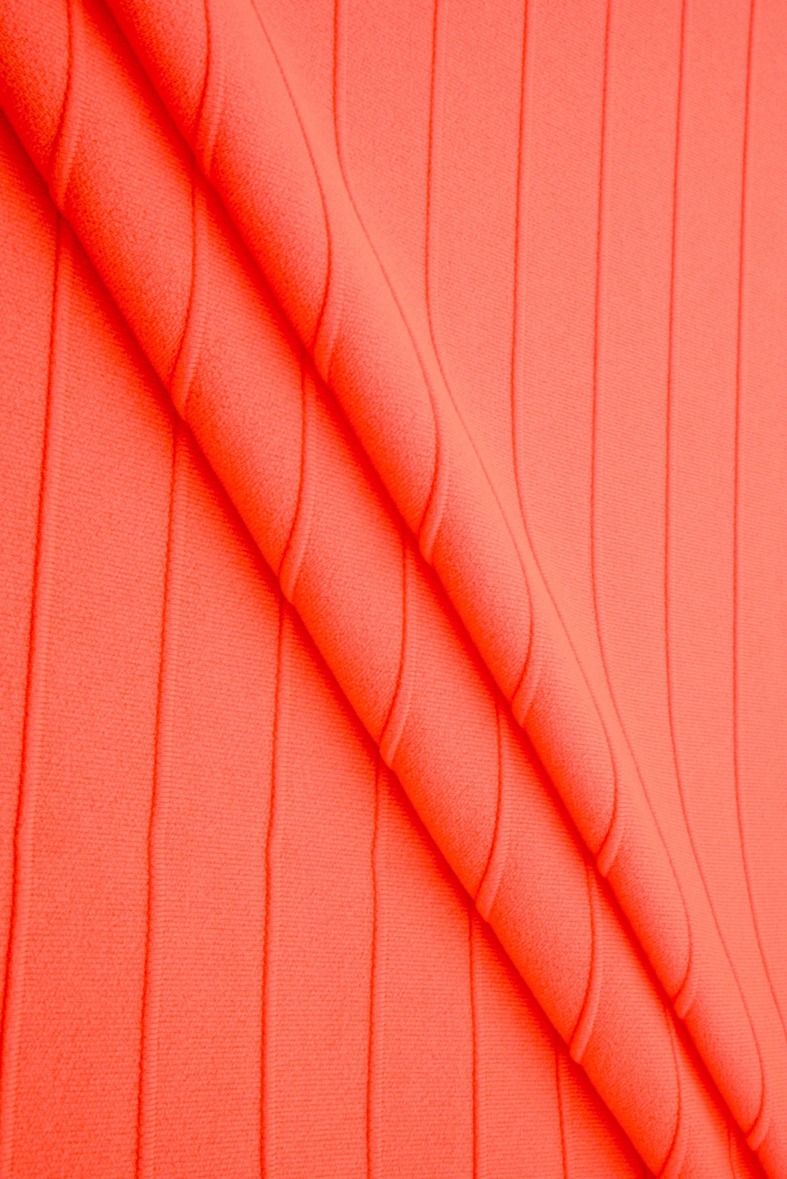 KNT1500-R NEON SALMON-R BOTTOMS DRESS HORIZONTAL STRIPE KNIT NEON ORANGE PANTS POLYESTER RIBBED 8X3 SOLID SPANDEX STRETCH TOPS