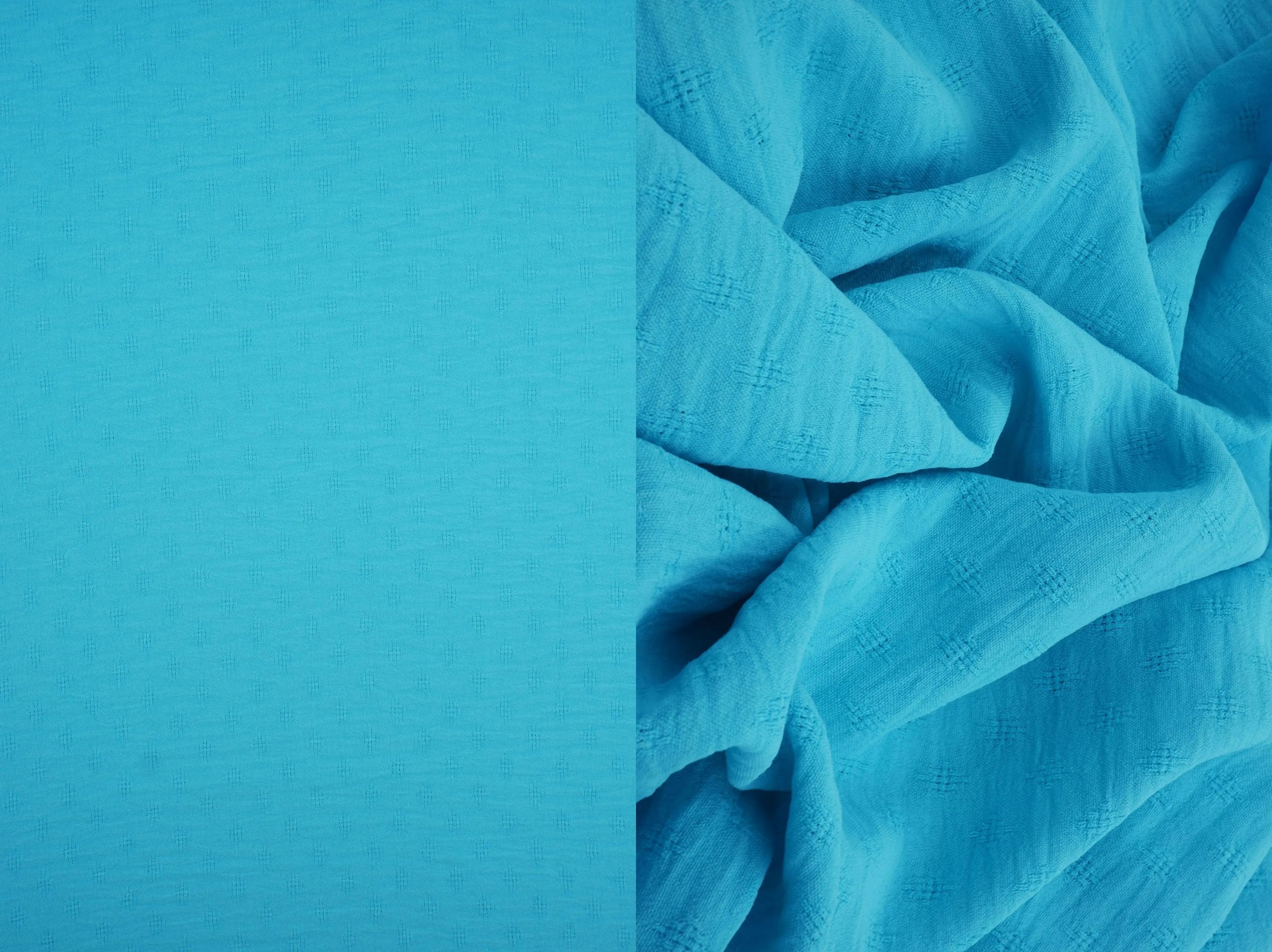 POP4496 AQUA BLUE ACTIVEWEAR BLOUSE BOTTOMS DRESS JACQUARD NO-PRINT NON STRETCH POLYESTER SOLID WOVEN