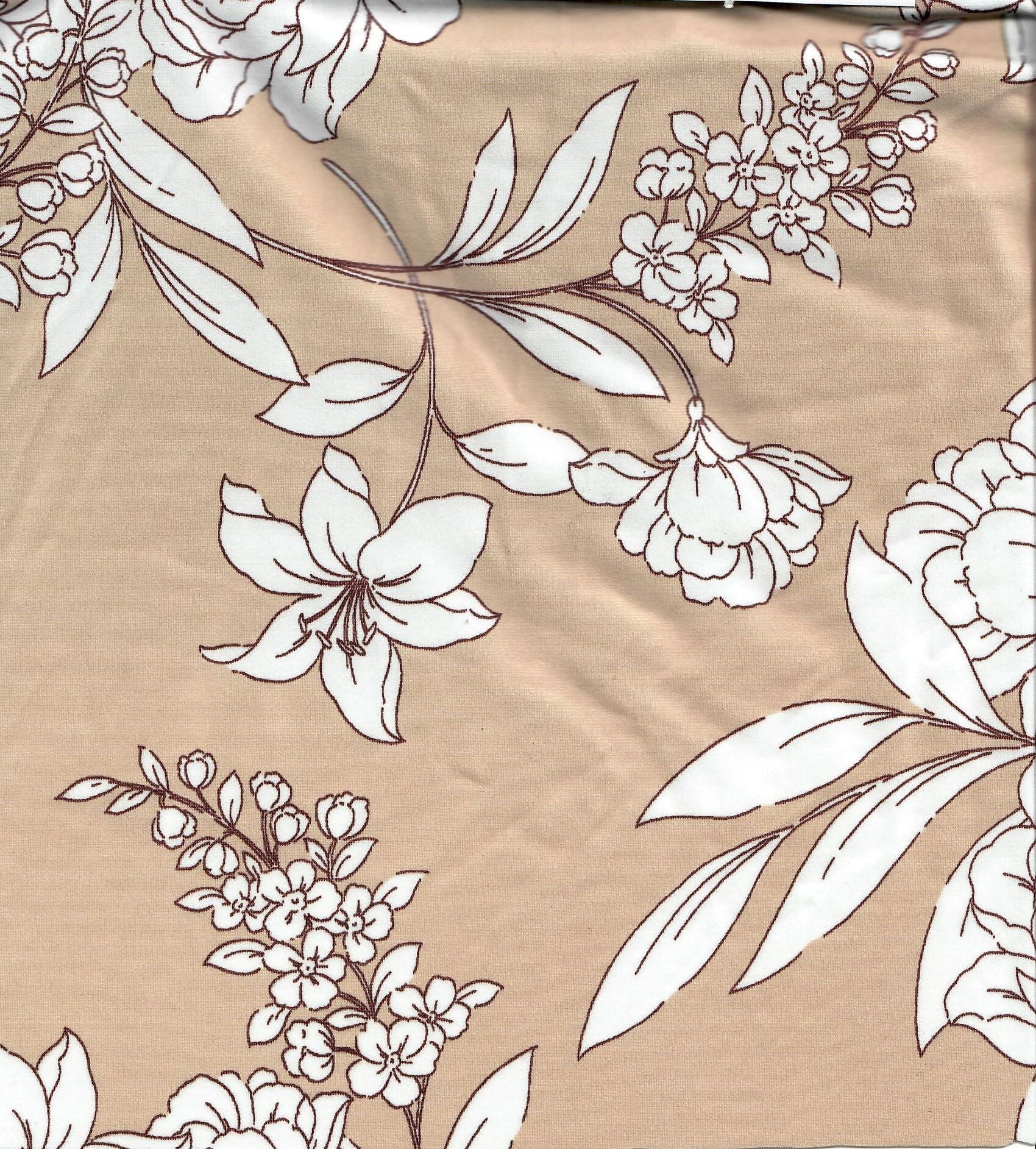 KNT4498-MS11295 SAND BLOUSE BOTTOMS CAMI DRESS FLORAL FLOWER KNIT POLYESTER PRINT SPANDEX STRETCH TOPS