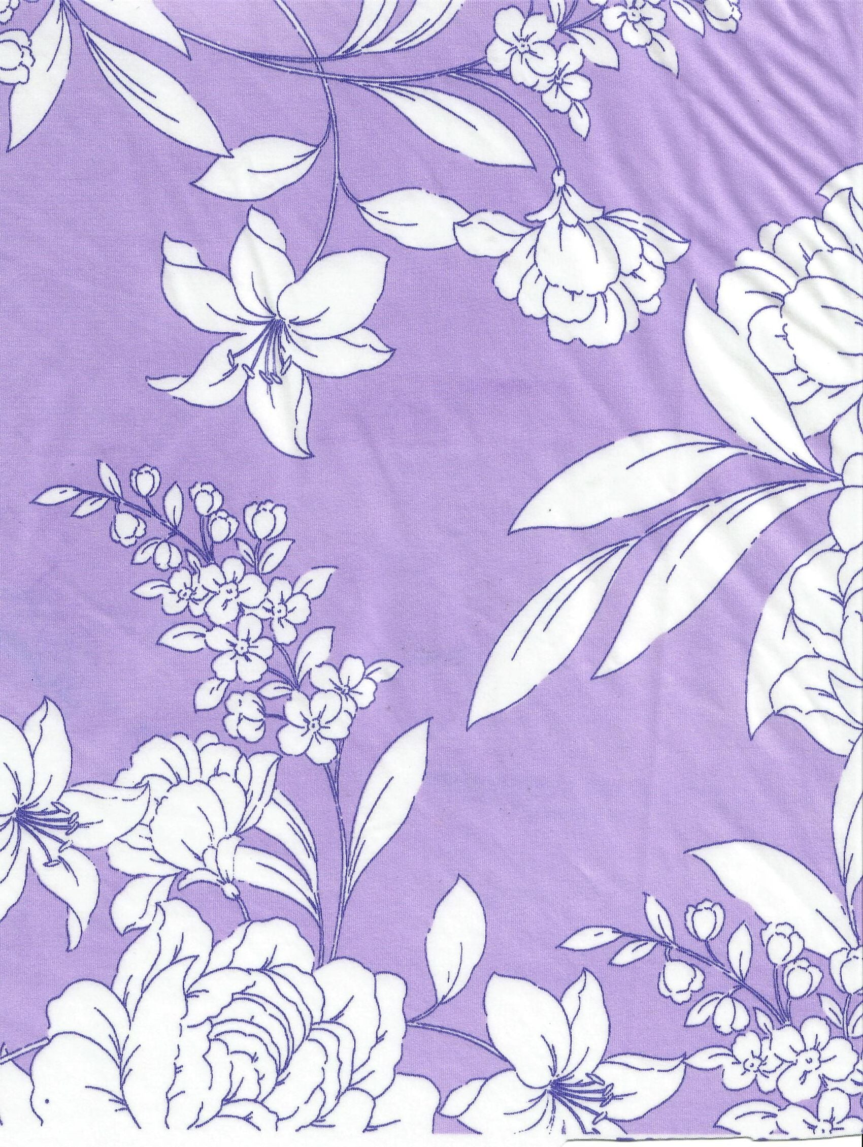 KNT4498-MS11295 LAVENDER BLOUSE BOTTOMS CAMI DRESS FLORAL FLOWER KNIT POLYESTER PRINT SPANDEX STRETCH TOPS