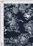KNT4498-MS11289 NAVY/IVORY BLOUSE BODYSUIT BOTTOMS CAMI DRESS FLORAL FLOWER KNIT POLYESTER PRINT SKIRTS SPANDEX STRETCH TOPS