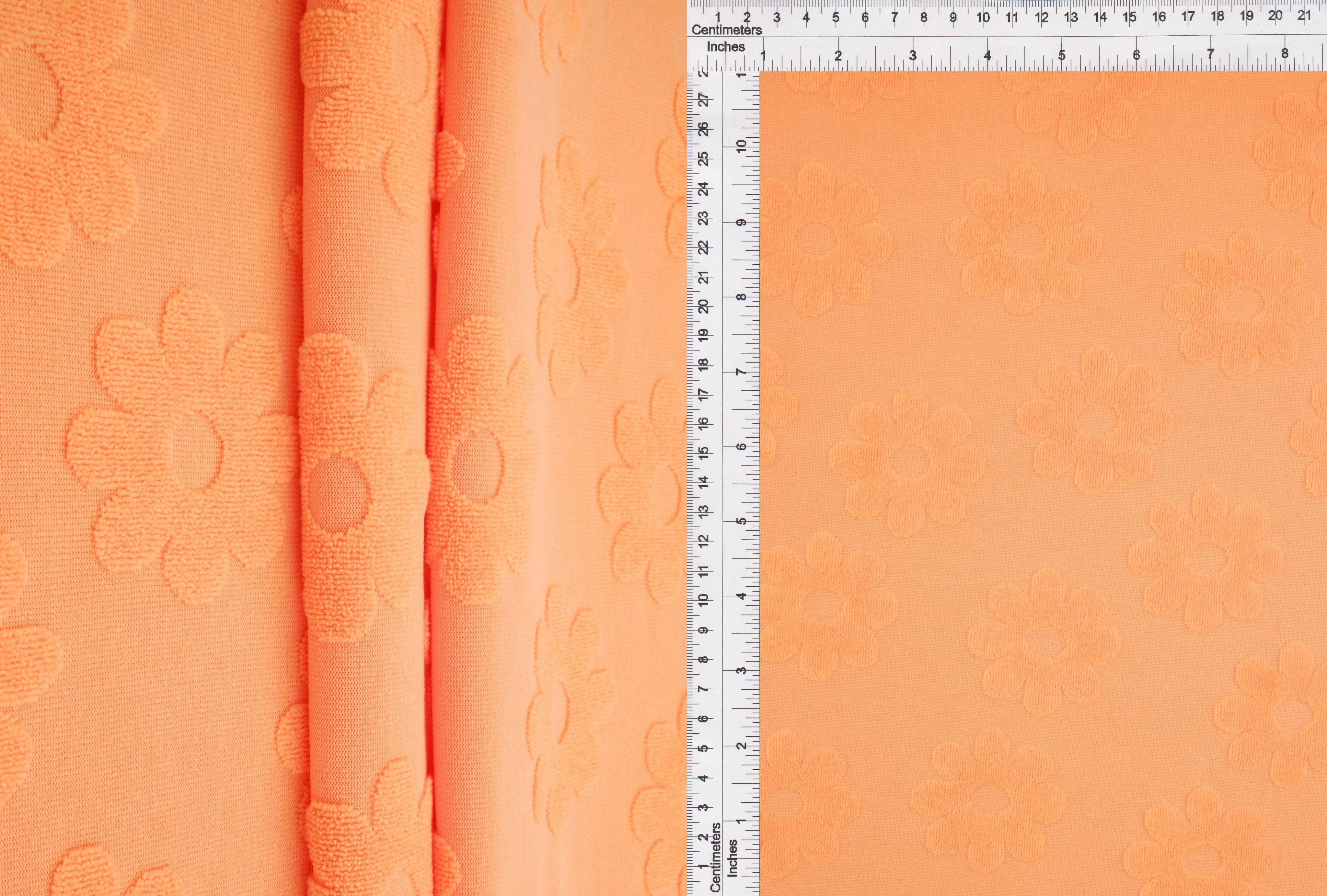 JACQ-4480 ORANGE LT BOTTOMS DAISY FLOWER DRESS GEOMETRIC JACQUARD KNIT LIVERPOOL OUTERWEAR PANTS POLYESTER SKIRTS SOLID SPANDEX STRETCH SWEATER TOPS