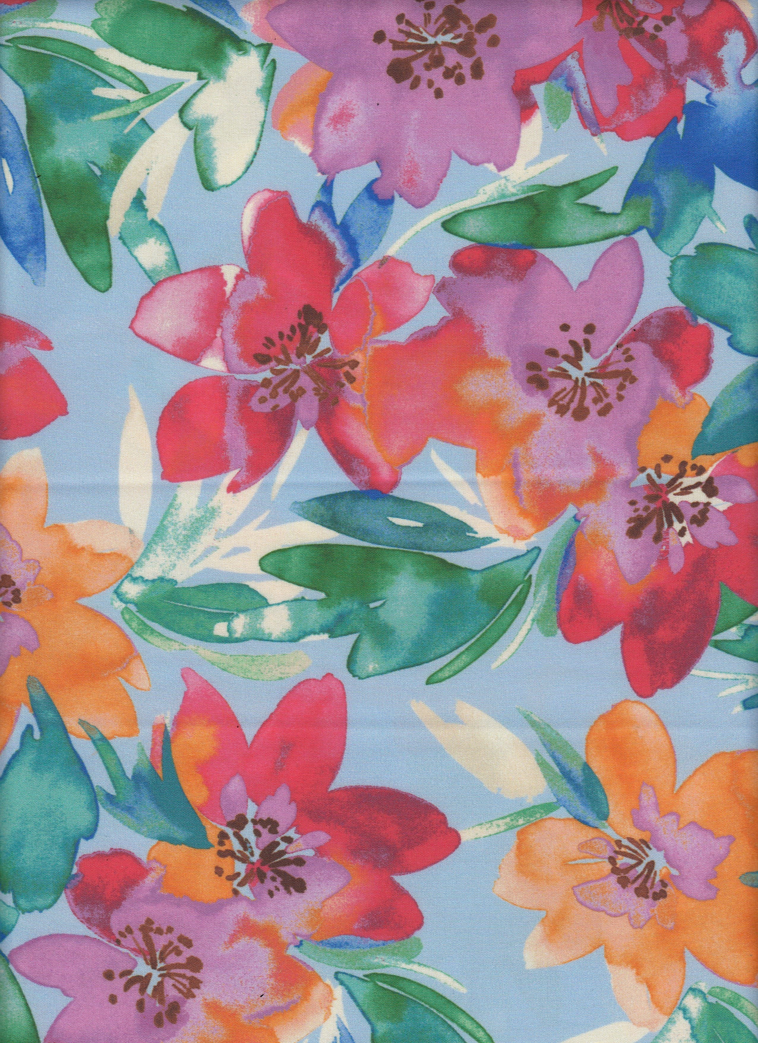 CRP1427-MS11309 BLUE LT. BLOUSE BODYSUIT BOTTOMS CAMI DIGITAL PRINT DRESS FLORAL PEACH SKIN POLYESTER SPANDEX TOPS WOVEN