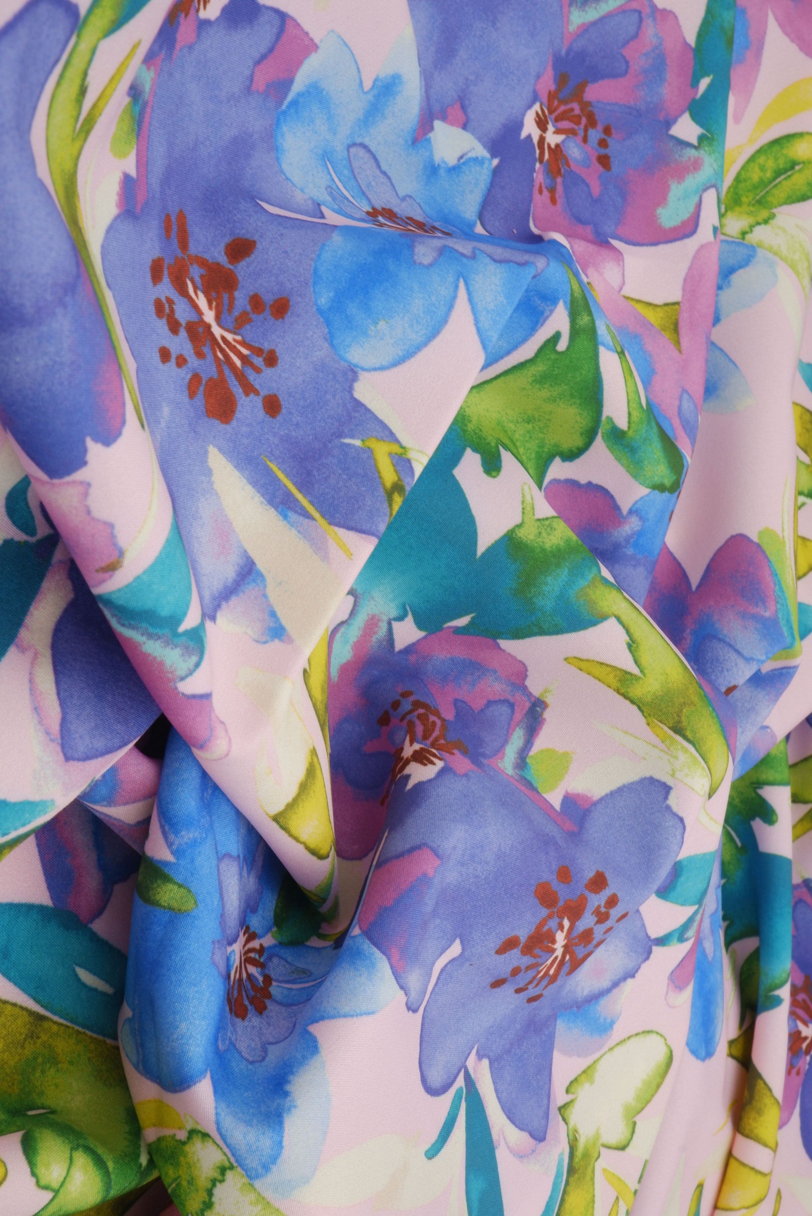 CRP1427-MS11309 PINK BLOUSE BODYSUIT BOTTOMS CAMI DIGITAL PRINT DRESS FLORAL PEACH SKIN POLYESTER SPANDEX TOPS WOVEN