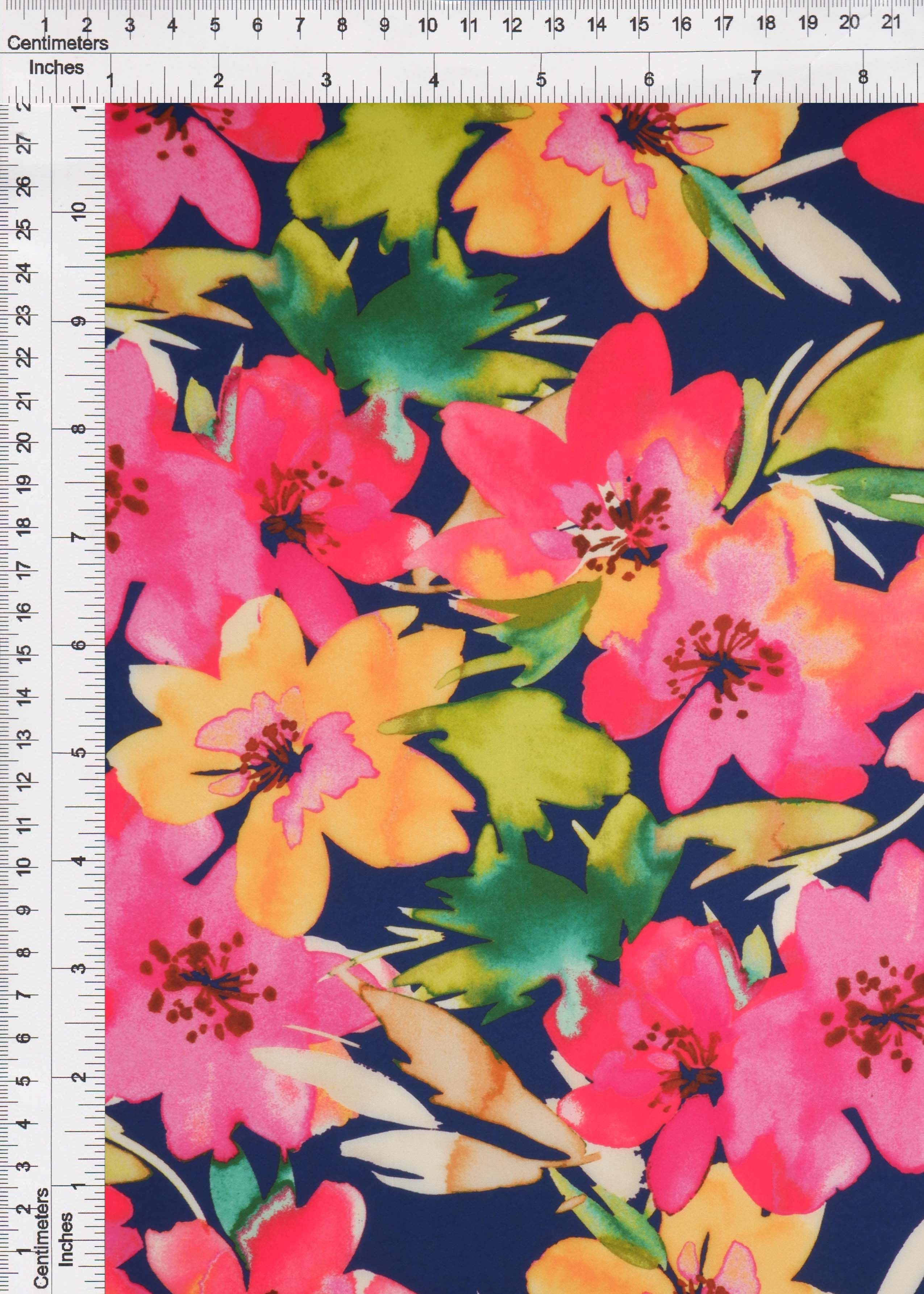 CRP1427-MS11309 NAVY BLOUSE BODYSUIT BOTTOMS CAMI DIGITAL PRINT DRESS FLORAL PEACH SKIN POLYESTER SPANDEX TOPS WOVEN