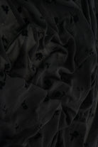 FLOCK-MS11279 BLACK BLACK BLOUSE CAMI FLOCKING FLORAL LOUNGEWEAR MESH POLYESTER SKIRTS SOLID SPANDEX STRETCH TOPS