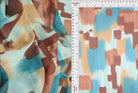 MESH-MS11319D BROWN/MULTI ABSTRACT BLOUSE BODYSUIT BROWN CAMI DIGITAL PRINT FLOCKING LOUNGEWEAR MESH STRETCH TOPS TUNICS