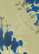 MESH-MS11308D INDIGO ABSTRACT BLOUSE BLUE BODYSUIT CAMI DIGITAL PRINT FLOCKING LOUNGEWEAR MESH POLYESTER SPANDEX STRETCH TOPS TUNICS