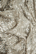 KNC-33539 SILVER BLOUSE BODYSUIT DRESS EMBROIDERY KNIT POLYESTER SEQUINS SILVER SKIRTS SOLID SPANDEX TEXTURE TOPS TUNICS