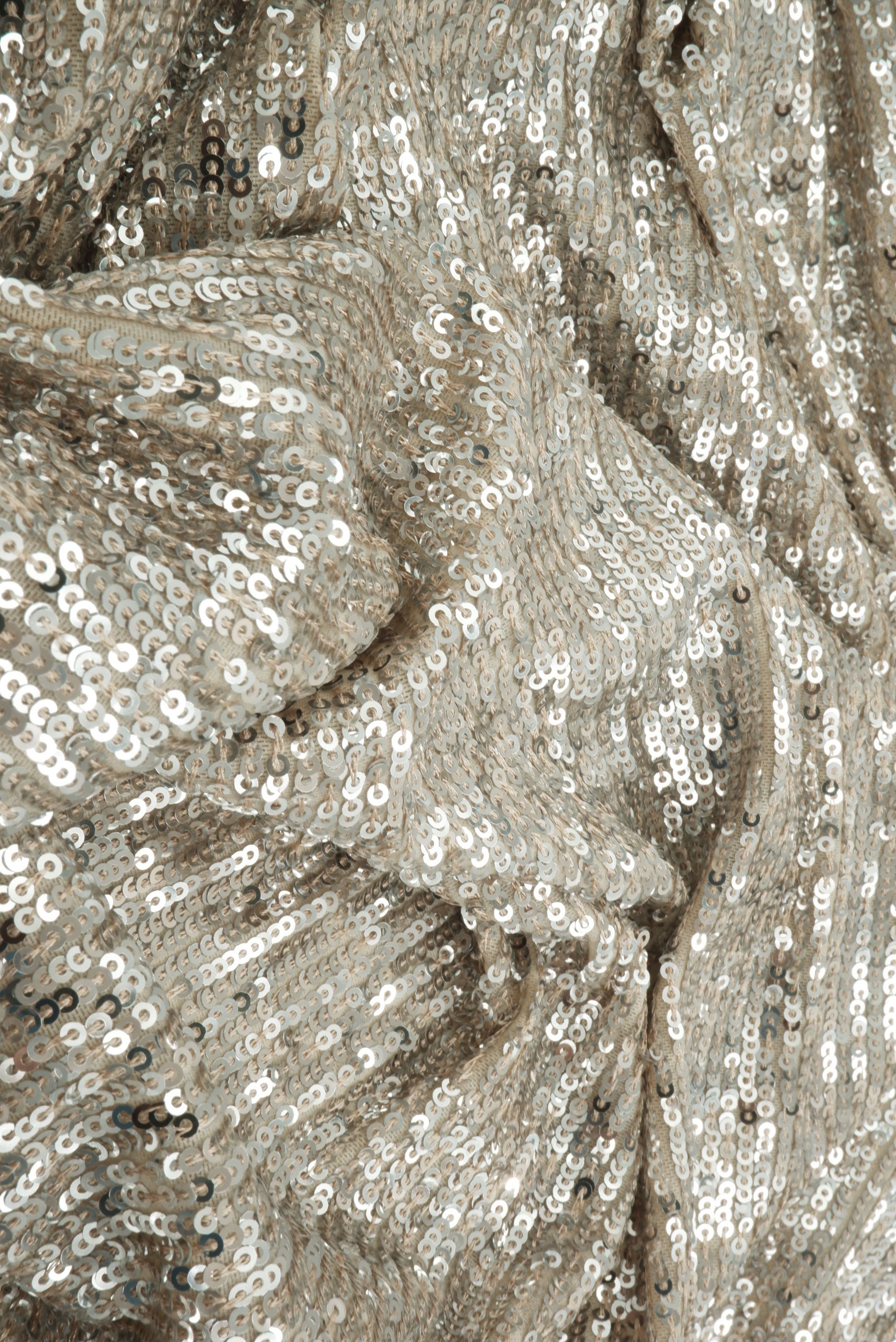 KNC-33539 SILVER BLOUSE BODYSUIT DRESS EMBROIDERY KNIT POLYESTER SEQUINS SILVER SKIRTS SOLID SPANDEX TEXTURE TOPS TUNICS