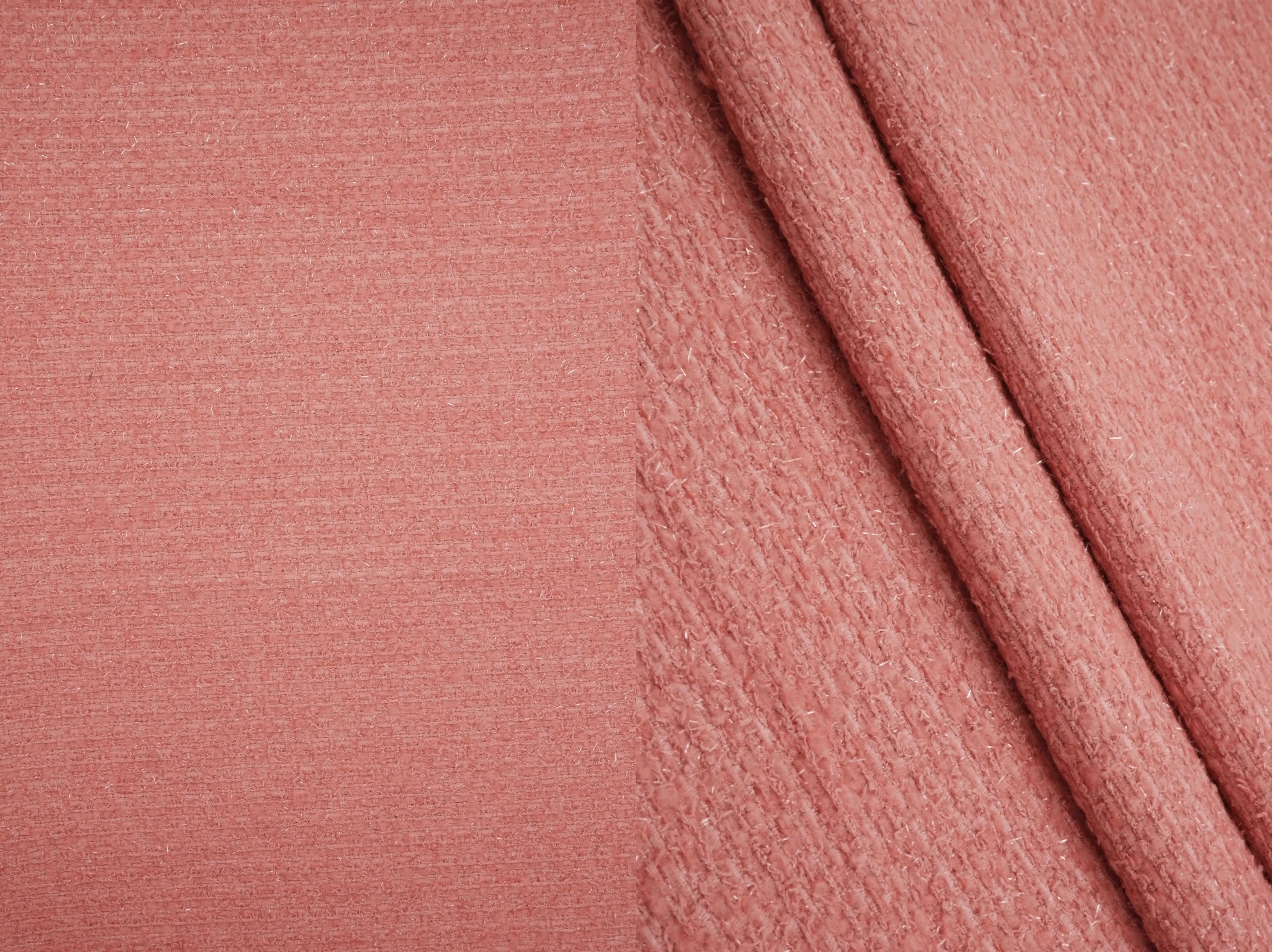 BOUCLE-33570 DUSTY PINK BOUCLE CAMI DRESS KNIT LUREX OUTERWEAR PINK POLYESTER ROSE SKIRTS SOLID TEXTURE TOPS WOOL