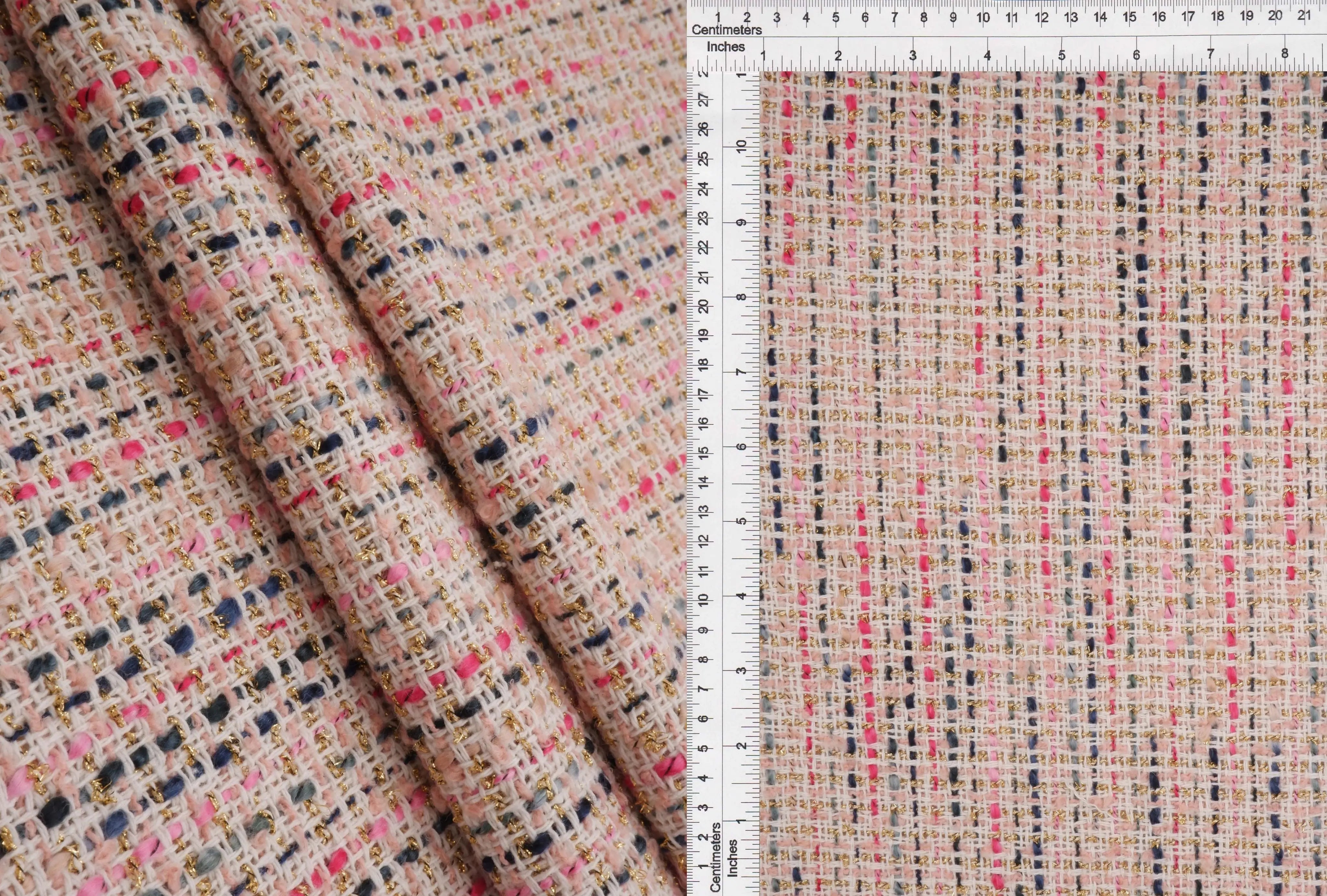 BOUCLE-33573 PINK BOTTOMS BOUCLE DRESS KNIT LUREX OUTERWEAR PINK POLYESTER RIBBED SKIRTS TEXTURE TOPS