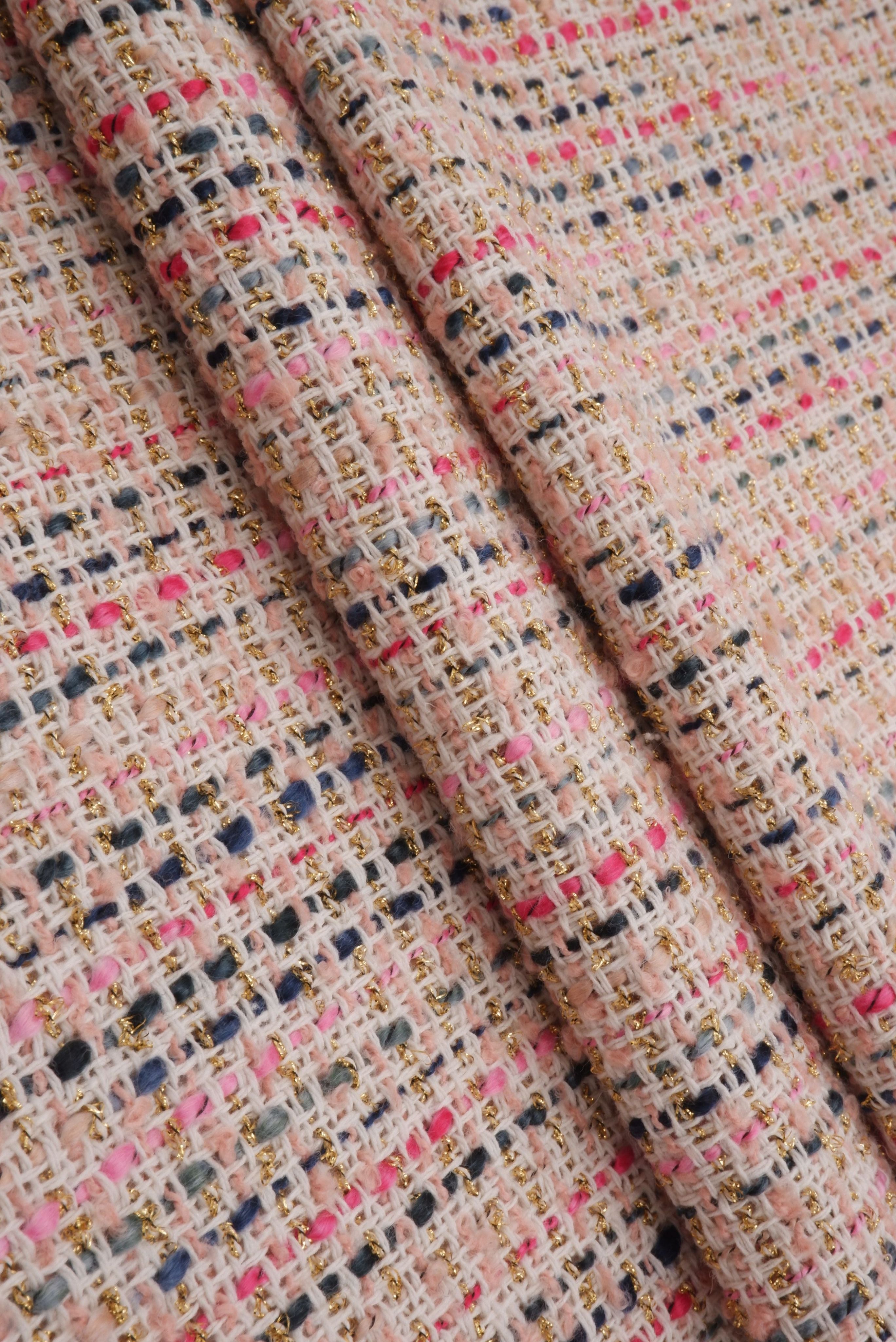 BOUCLE-33573 PINK BOTTOMS BOUCLE DRESS KNIT LUREX OUTERWEAR PINK POLYESTER RIBBED SKIRTS TEXTURE TOPS