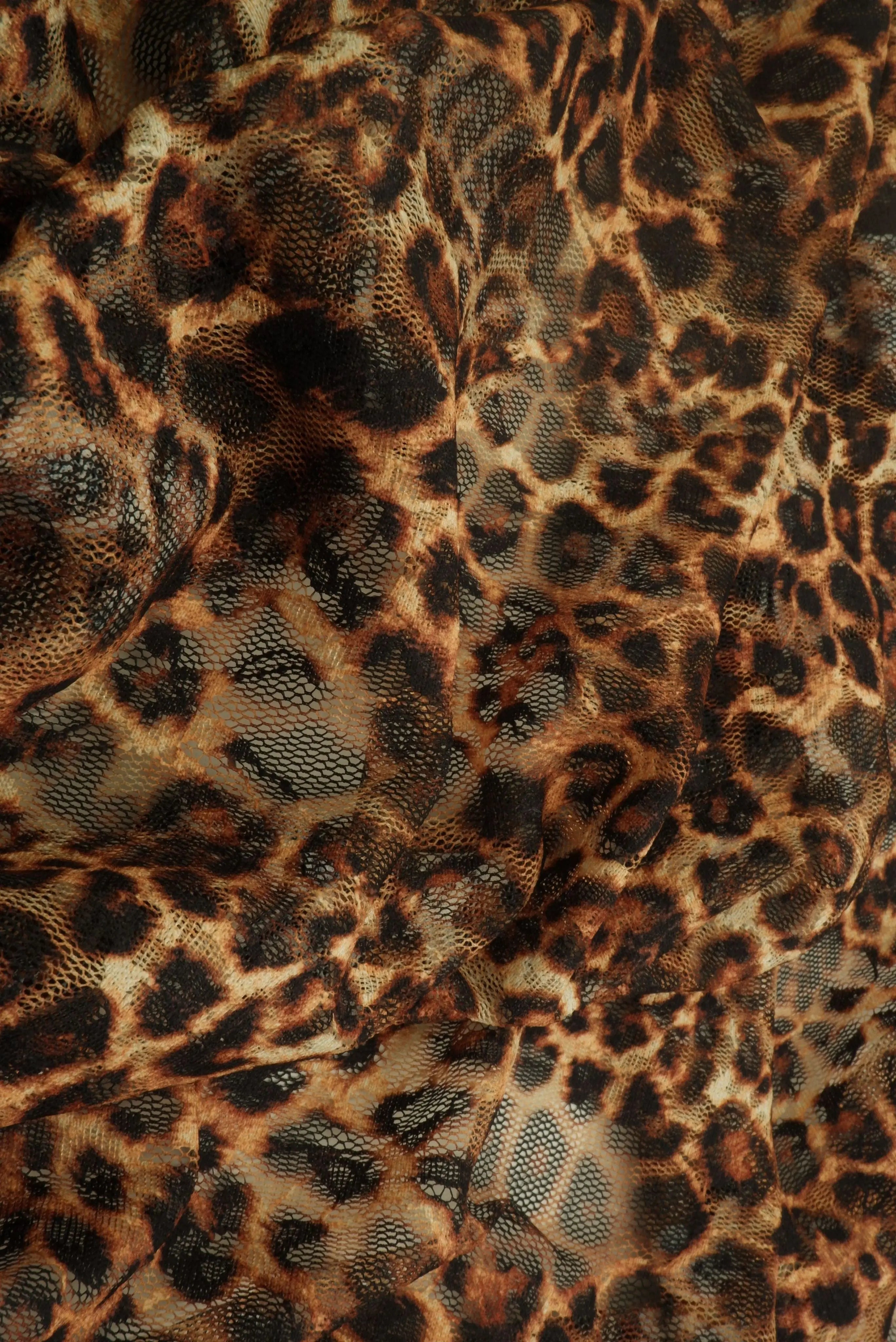 LACE1483-S20351 BROWN ANIMAL BLOUSE BOTTOMS CAMI DIGITAL PRINT DRESS LACE LEOPARD POLYESTER SKIRTS SPANDEX TOPS