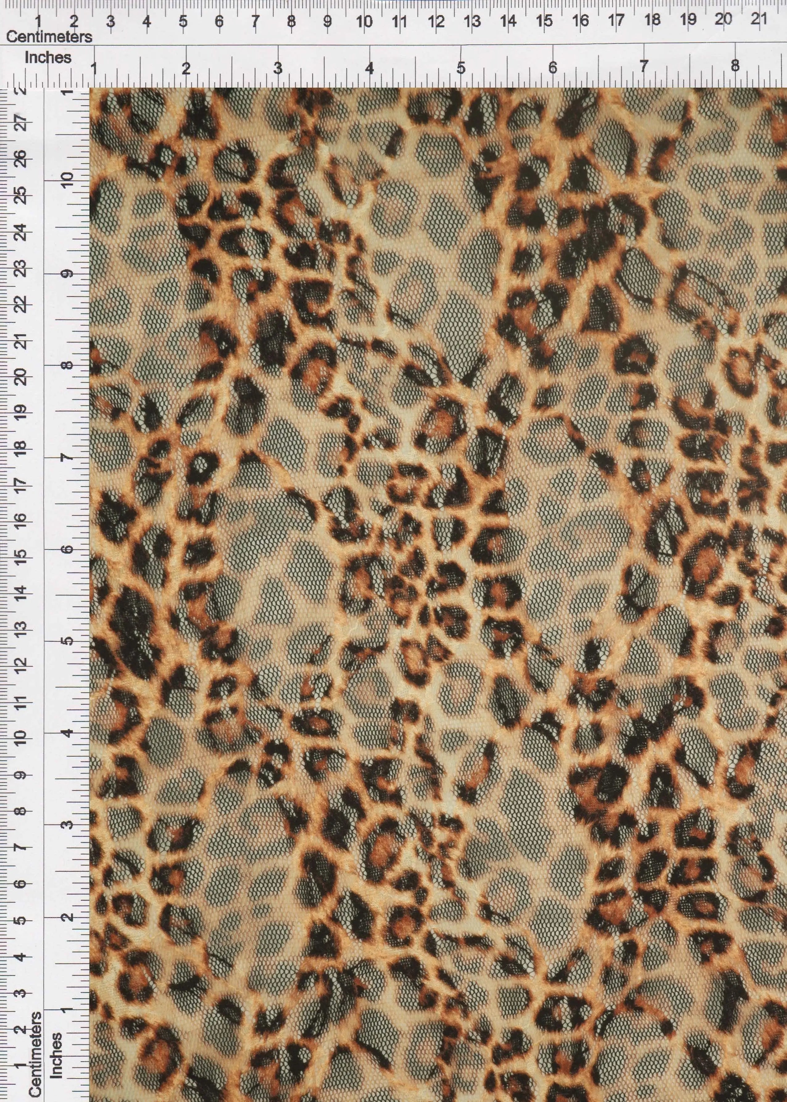 LACE1483-S20351 BROWN ANIMAL BLOUSE BOTTOMS CAMI DIGITAL PRINT DRESS LACE LEOPARD POLYESTER SKIRTS SPANDEX TOPS