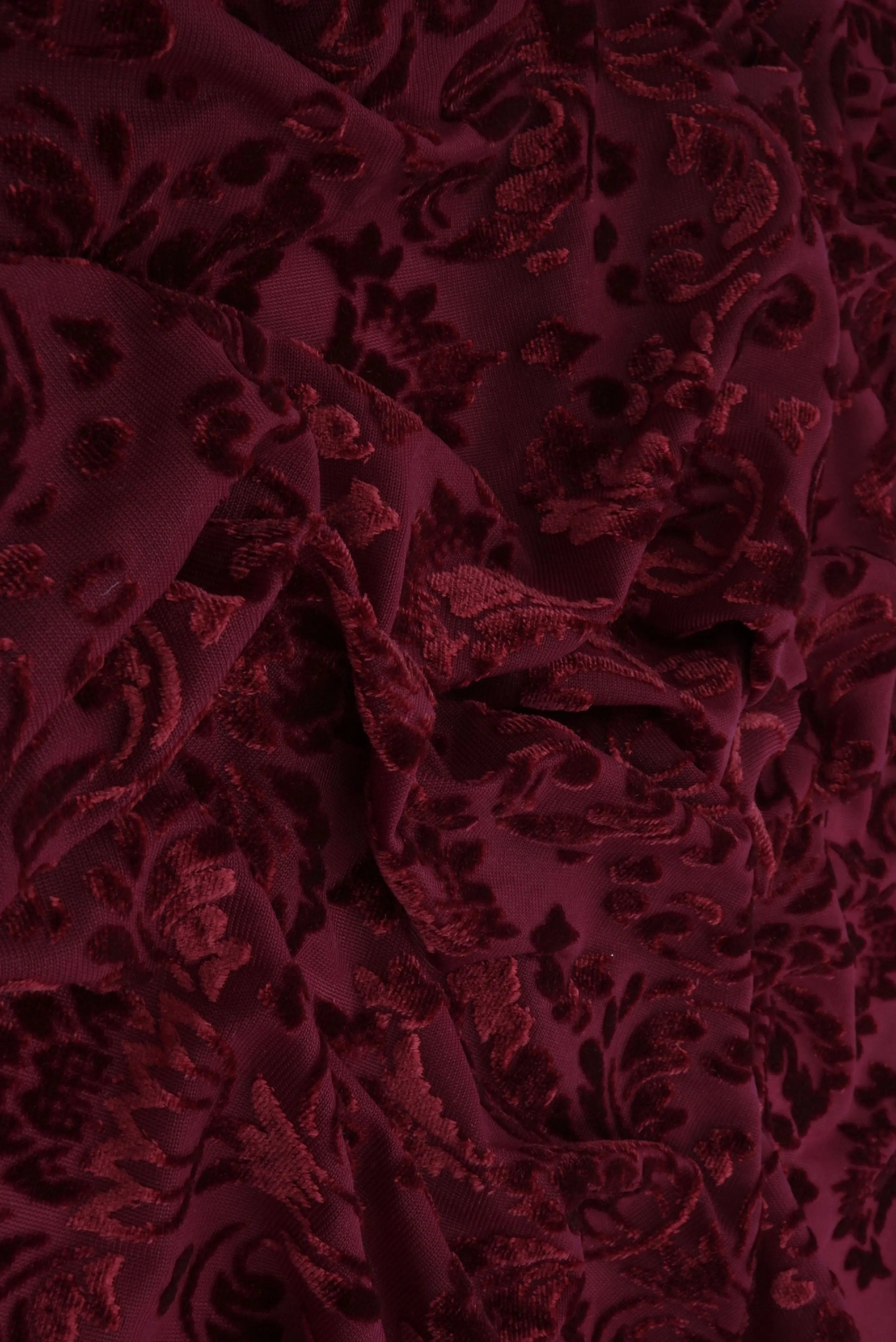 KNT3869-MS11378 BURGUNDY BLOUSE BODYSUIT BOTTOMS BURGUNDI BURNOUT CAMI DAMASK DRESS KNIT NYLON PANTS POLYESTER PRINT-B RED SPANDEX STRETCH TOPS TUNICS VELVET
