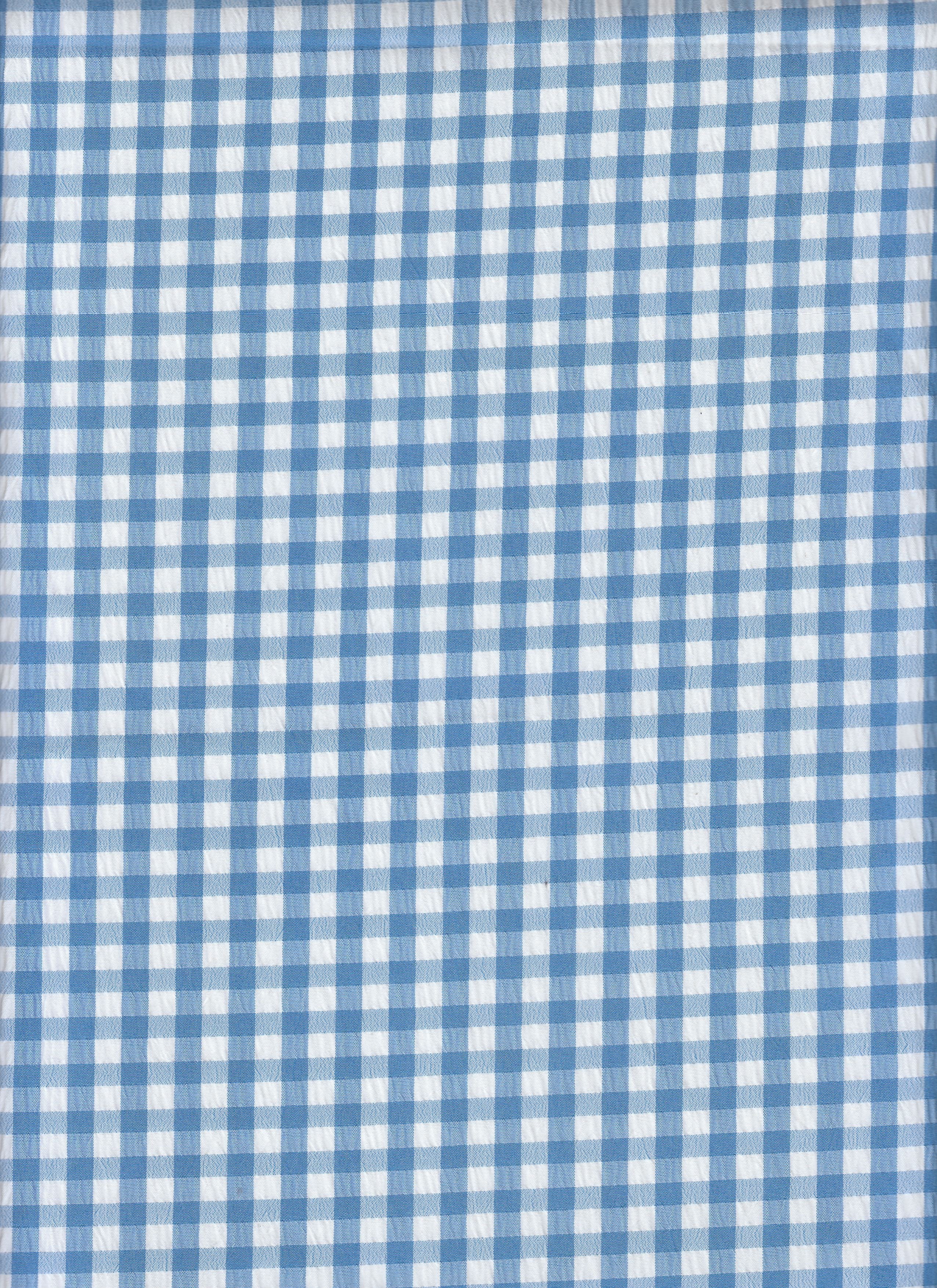 GH4616 BLUE LT. BLOUSE GINGHAM PLAID POLYESTER SOLID-B SPANDEX T-SHIRT TEXTURE WOVEN TOPS TUNICS