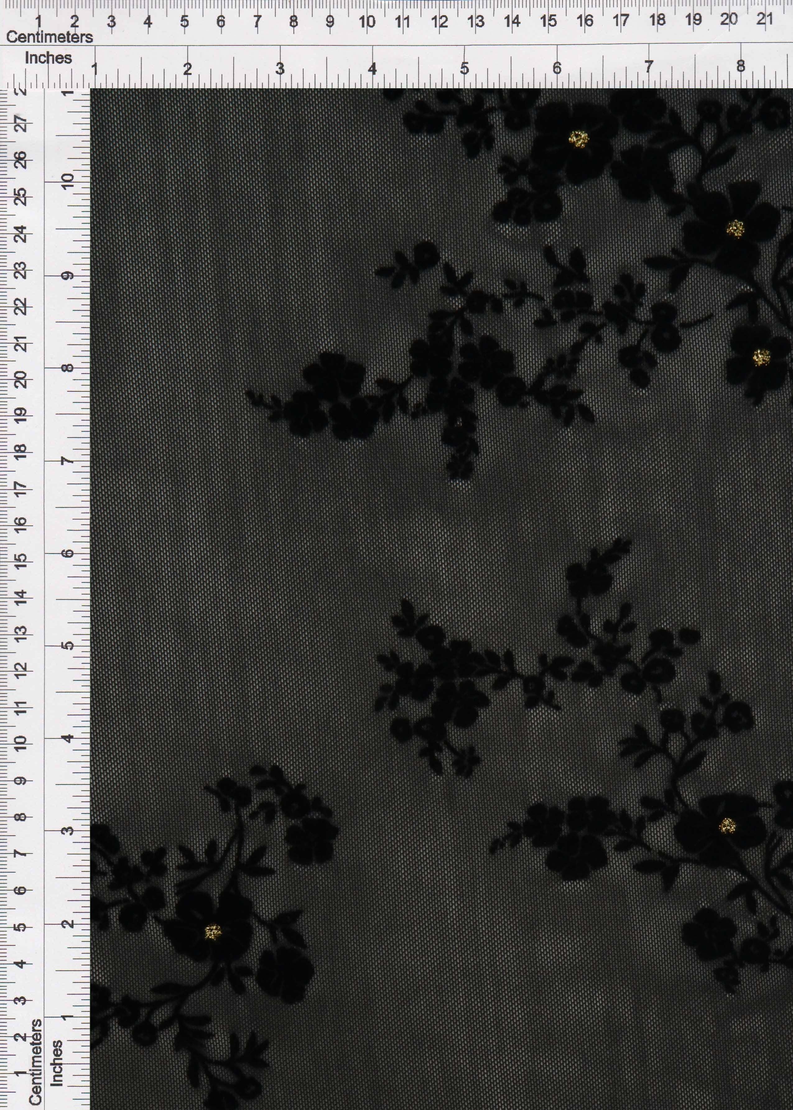 FLKGL-MS11426 BLACK BLACK BLOUSE BODYSUIT DITSY DRESS FLOCKING FLORAL GLITTER LOUNGEWEAR MESH POLYESTER SOLID SPANDEX TOPS