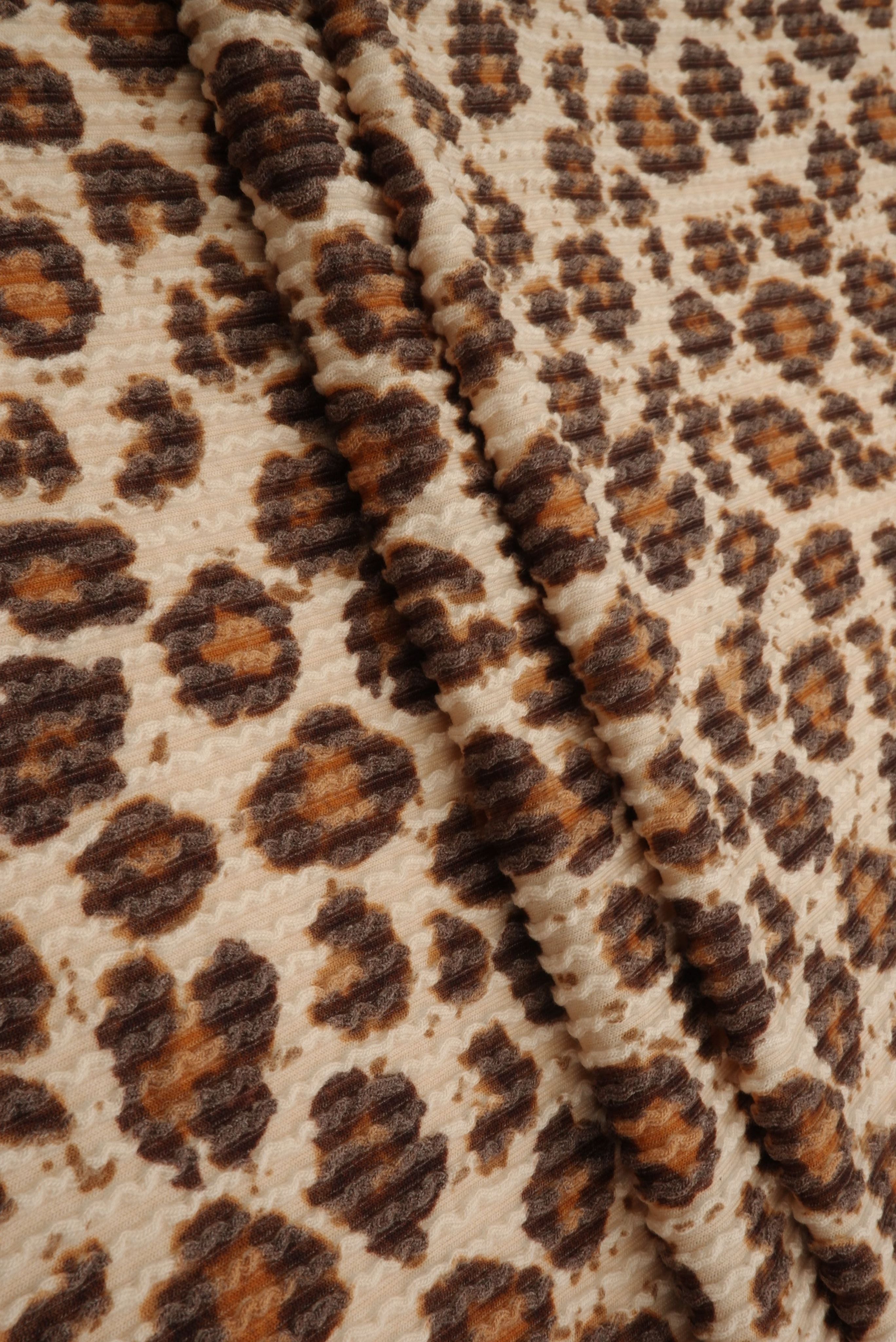 KNT4463-MS11424 TAN B ANIMAL BODYSUIT BOTTOMS CAMI DOUBLE KNIT DRESS JACQUARD LEOPARD PANTS POLYESTER RAYON RIB SKIRTS SOLID SPANDEX STRETCH SWEATER TOPS URBAN
