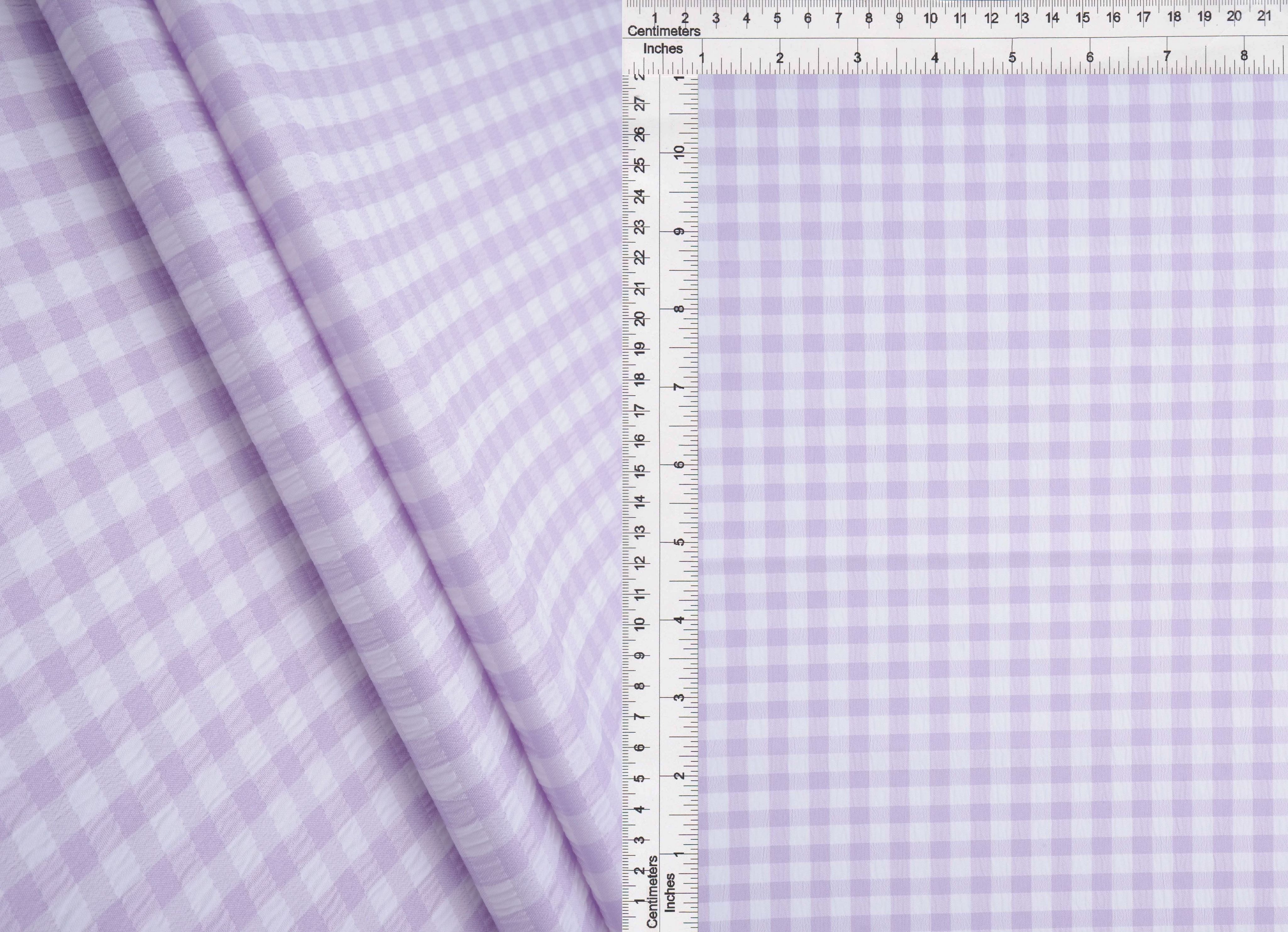 GH4616 LAVENDER BLOUSE GINGHAM PLAID POLYESTER SOLID-B SPANDEX T-SHIRT TEXTURE WOVEN TOPS TUNICS