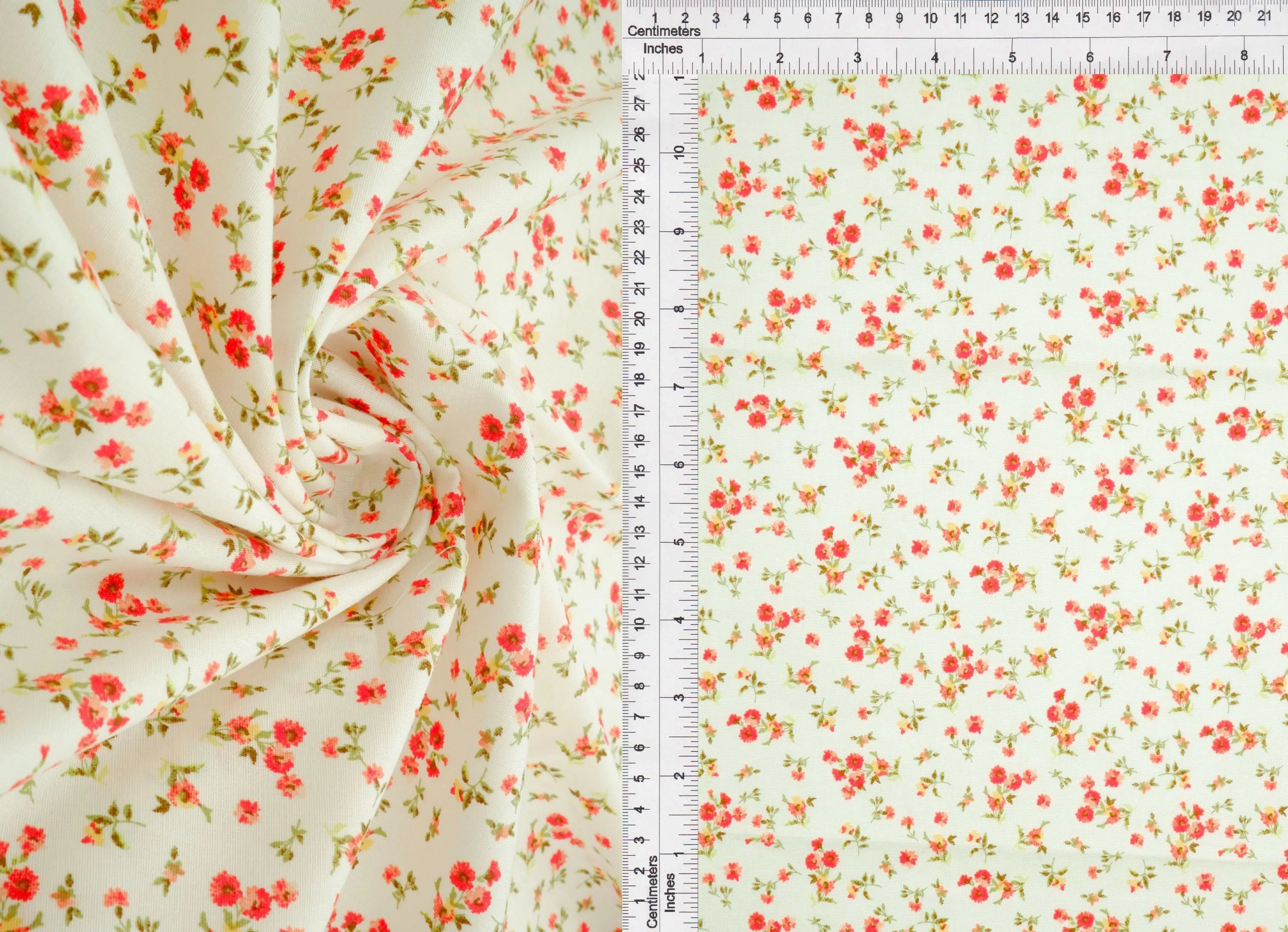 POP810-MS11464 RED BLOUSE BOTTOMS COTTON DITSY DRESS FLORAL PANTS POPLIN PRINT SKIRTS SPANDEX TOPS WOVEN