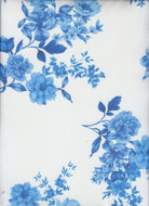 MESH-MS11422 IVORY/BLUE BLOUSE DIGITAL PRINT DRESS FLOCKING FLORAL FLOWER LOUNGEWEAR MESH POLYESTER SPANDEX STRETCH TOPS