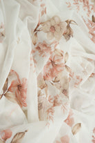 MESH-MS11422 IVORY/COCO BLOUSE DIGITAL PRINT DRESS FLOCKING FLORAL FLOWER LOUNGEWEAR MESH POLYESTER SPANDEX STRETCH TOPS