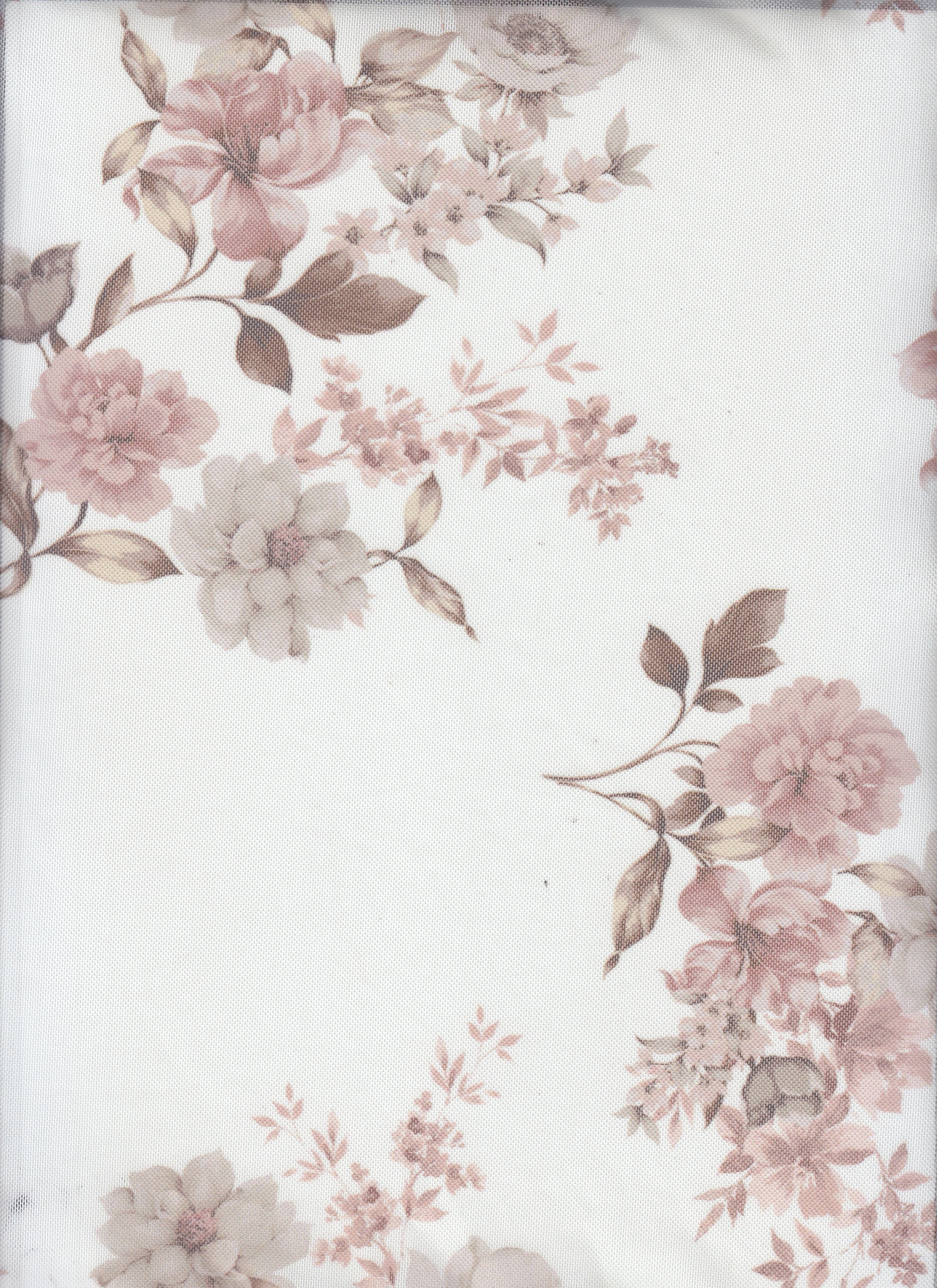 MESH-MS11422 IVORY/COCO BLOUSE DIGITAL PRINT DRESS FLOCKING FLORAL FLOWER LOUNGEWEAR MESH POLYESTER SPANDEX STRETCH TOPS