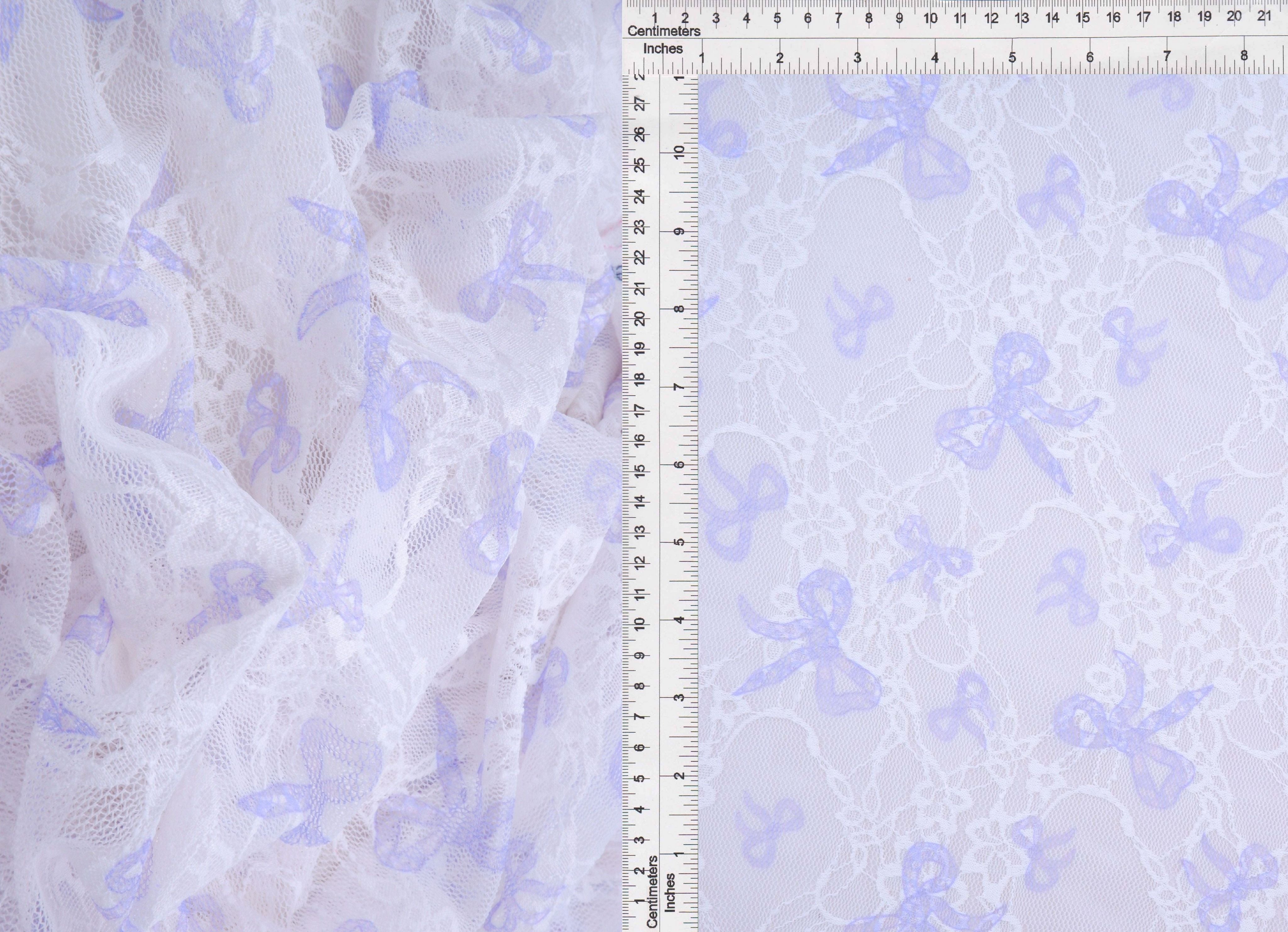 LACE1483-M11455 IVORY/LAVENDER BLOUSE BOTTOMS BOW DIGITAL PRINT DRESS LACE LOUNGEWEAR PANTS POLYESTER SKIRTS SPANDEX TOPS