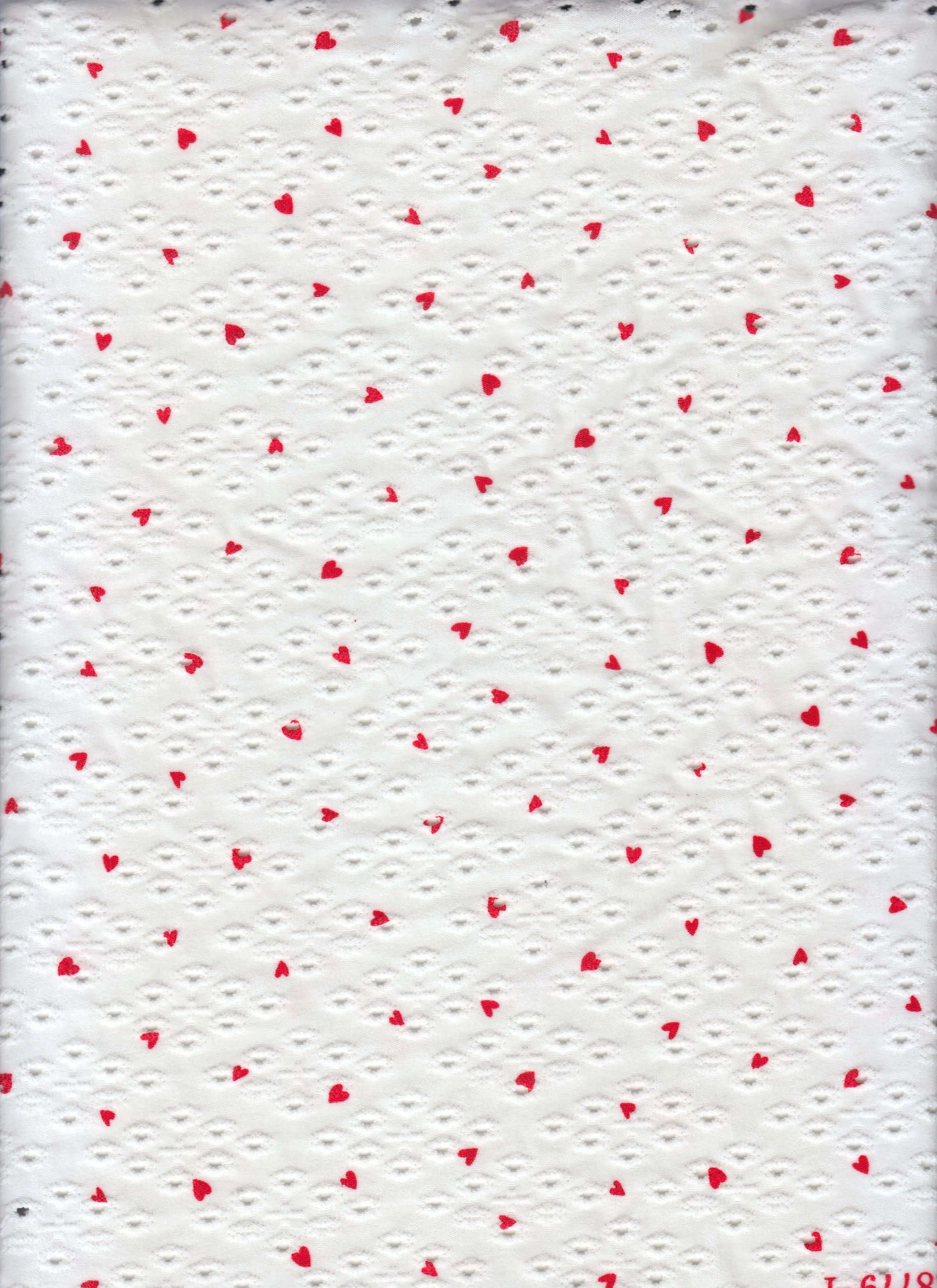 KNT4633-MS11496 IVORY/RED BLOUSE DRESS EYELET HEART IVORY JACQUARD KNIT POLYESTER PRINT RED SPANDEX STRETCH TOPS