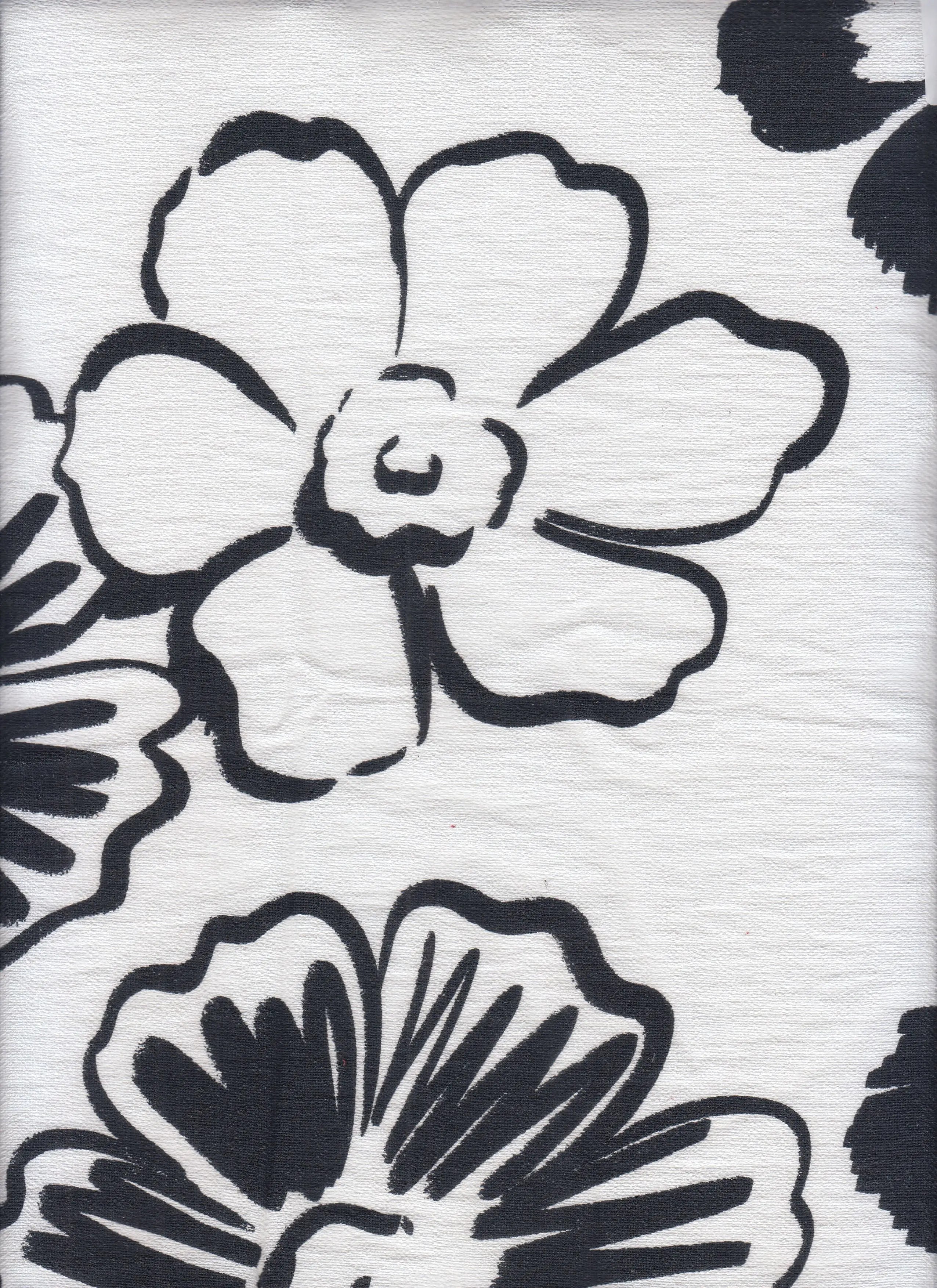 Floral Linen Look Rayon Nylon Woven Fabric - LIN4636-MS11138 - BLACK Floral Linen Look Rayon Nylon Woven Fabric - LIN4636-MS11138 - BLACK
