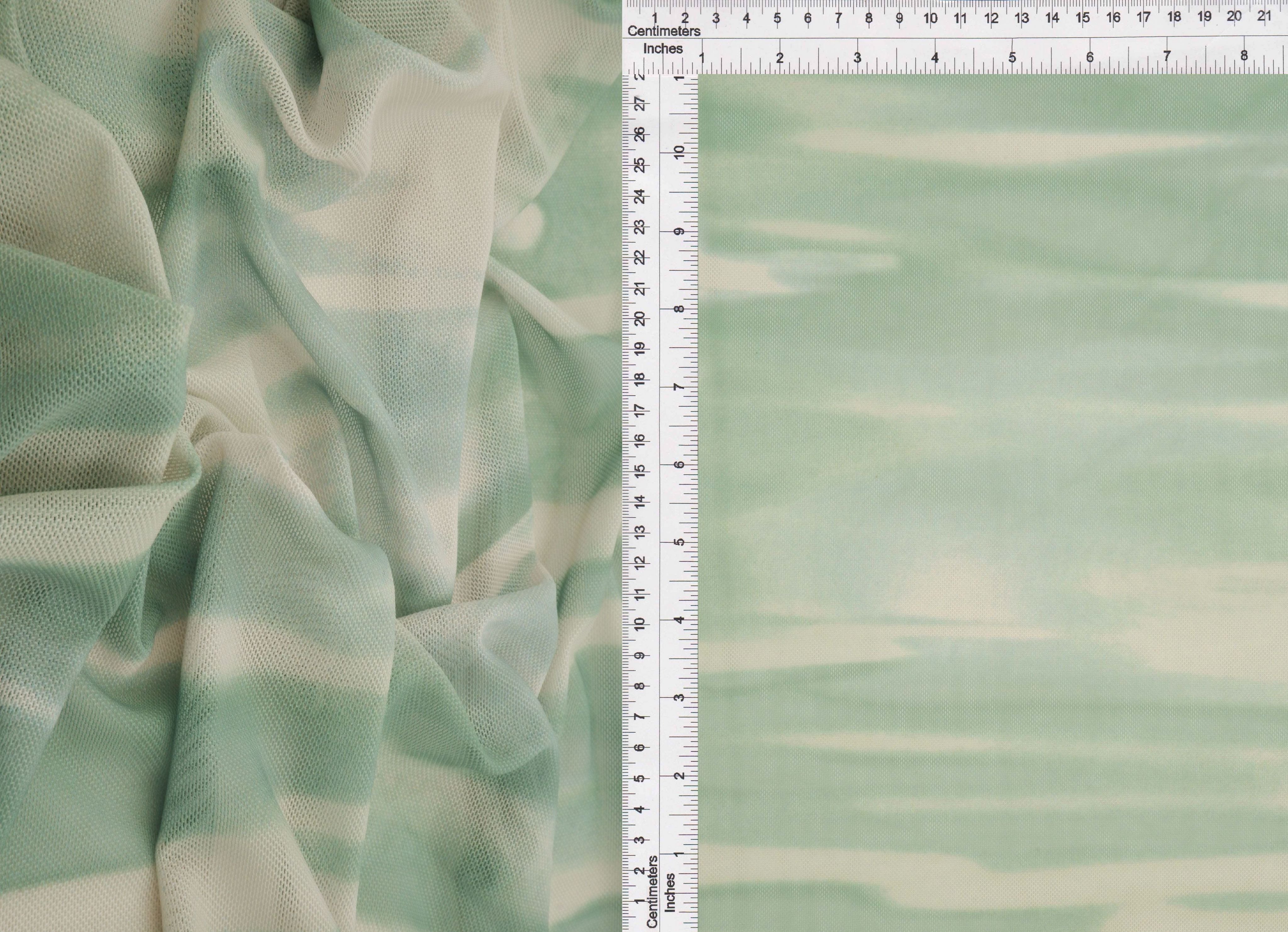 MESH-SE20771D SAGE DUSTY ABSTRACT BLOUSE BODYSUIT CAMI DIGITAL PRINT FLOCKING LOUNGEWEAR MESH POLYESTER SPANDEX STRETCH TIE-DYE TOPS TUNICS