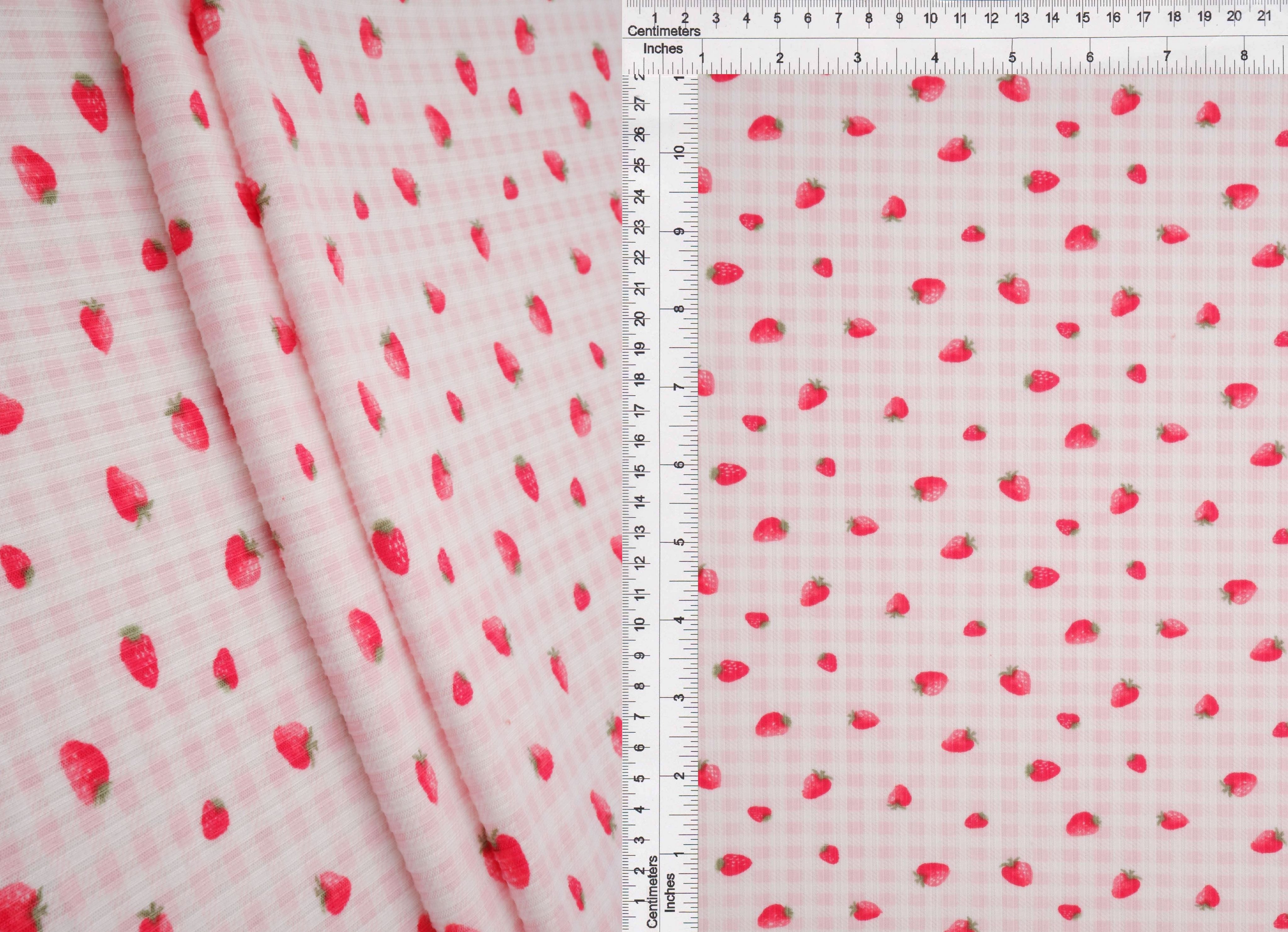 KNT3422-MS11494 PINK BLUSH BIKER SHORTS BLOUSE BOTTOMS CAMI DRESS KNIT PANTS POLYESTER PRINT RIB 4X2 SKIRTS SPANDEX STRAWBERRY STRETCH TOPS YUMMY
