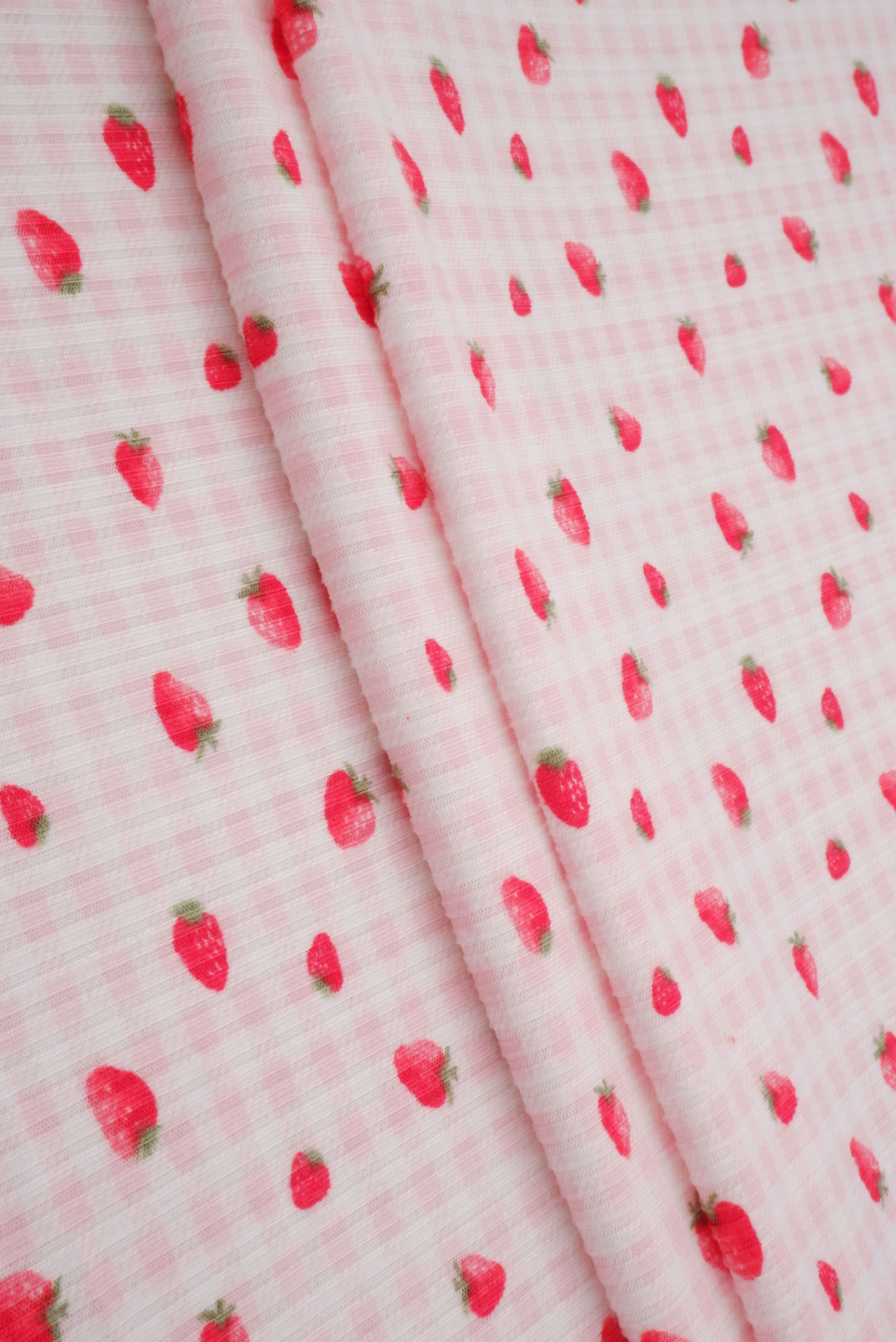 KNT3422-MS11494 PINK BLUSH BIKER SHORTS BLOUSE BOTTOMS CAMI DRESS KNIT PANTS POLYESTER PRINT RIB 4X2 SKIRTS SPANDEX STRAWBERRY STRETCH TOPS YUMMY