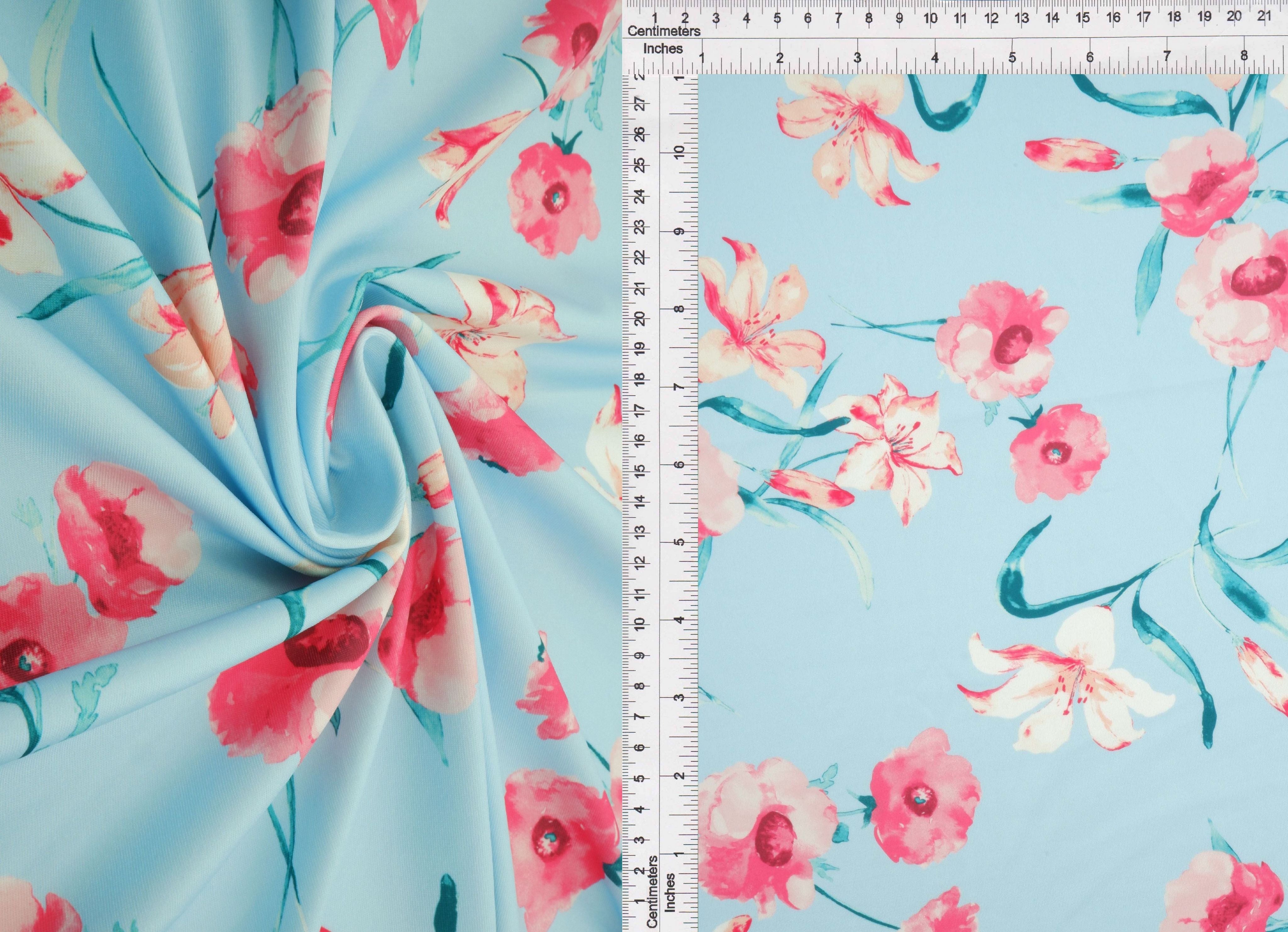KNT4498-M11507D BLUE LT. ACTIVEWEAR BIKER SHORTS BLOUSE BODYSUIT BOTTOMS CAMI DIGITAL PRINT DRESS DTY FLORAL KNIT PANTS POLYESTER SKIRTS SPANDEX STRETCH TOPS