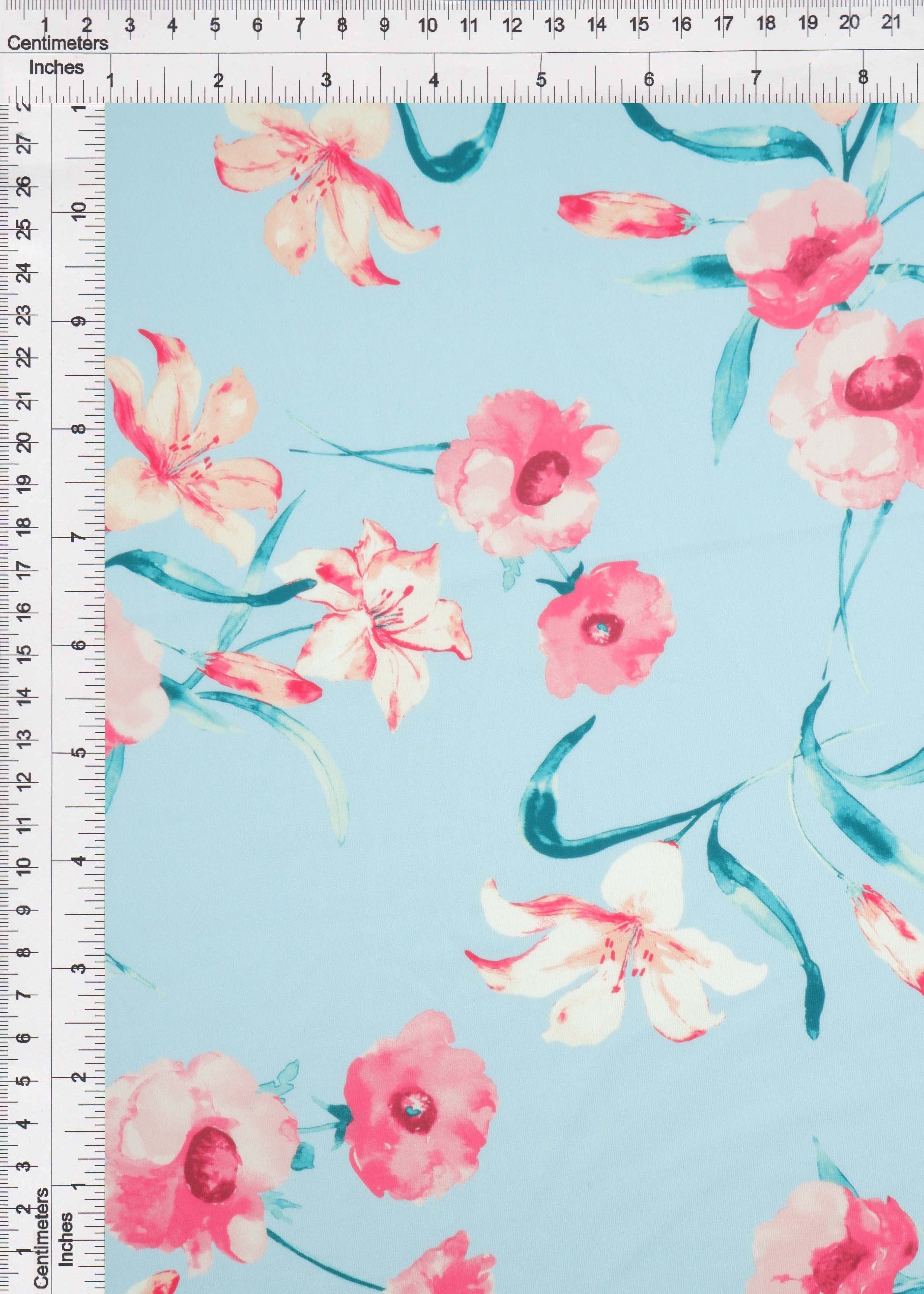 KNT4498-M11507D BLUE LT. ACTIVEWEAR BIKER SHORTS BLOUSE BODYSUIT BOTTOMS CAMI DIGITAL PRINT DRESS DTY FLORAL KNIT PANTS POLYESTER SKIRTS SPANDEX STRETCH TOPS