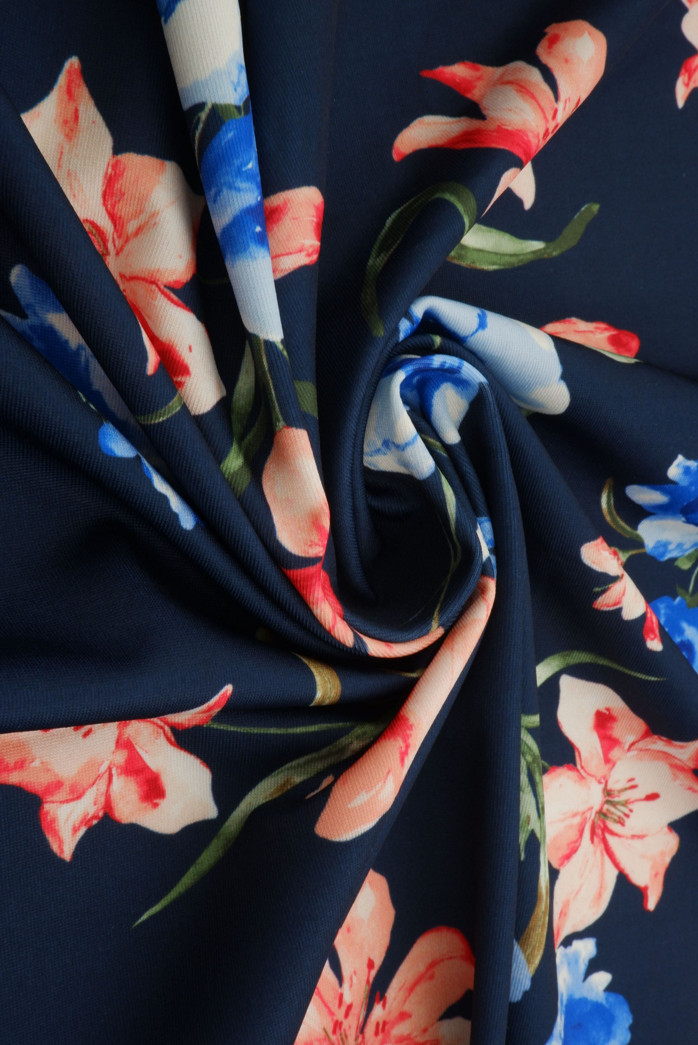 KNT4498-M11507D NAVY ACTIVEWEAR BIKER SHORTS BLOUSE BODYSUIT BOTTOMS CAMI DIGITAL PRINT DRESS DTY FLORAL KNIT PANTS POLYESTER SKIRTS SPANDEX STRETCH TOPS