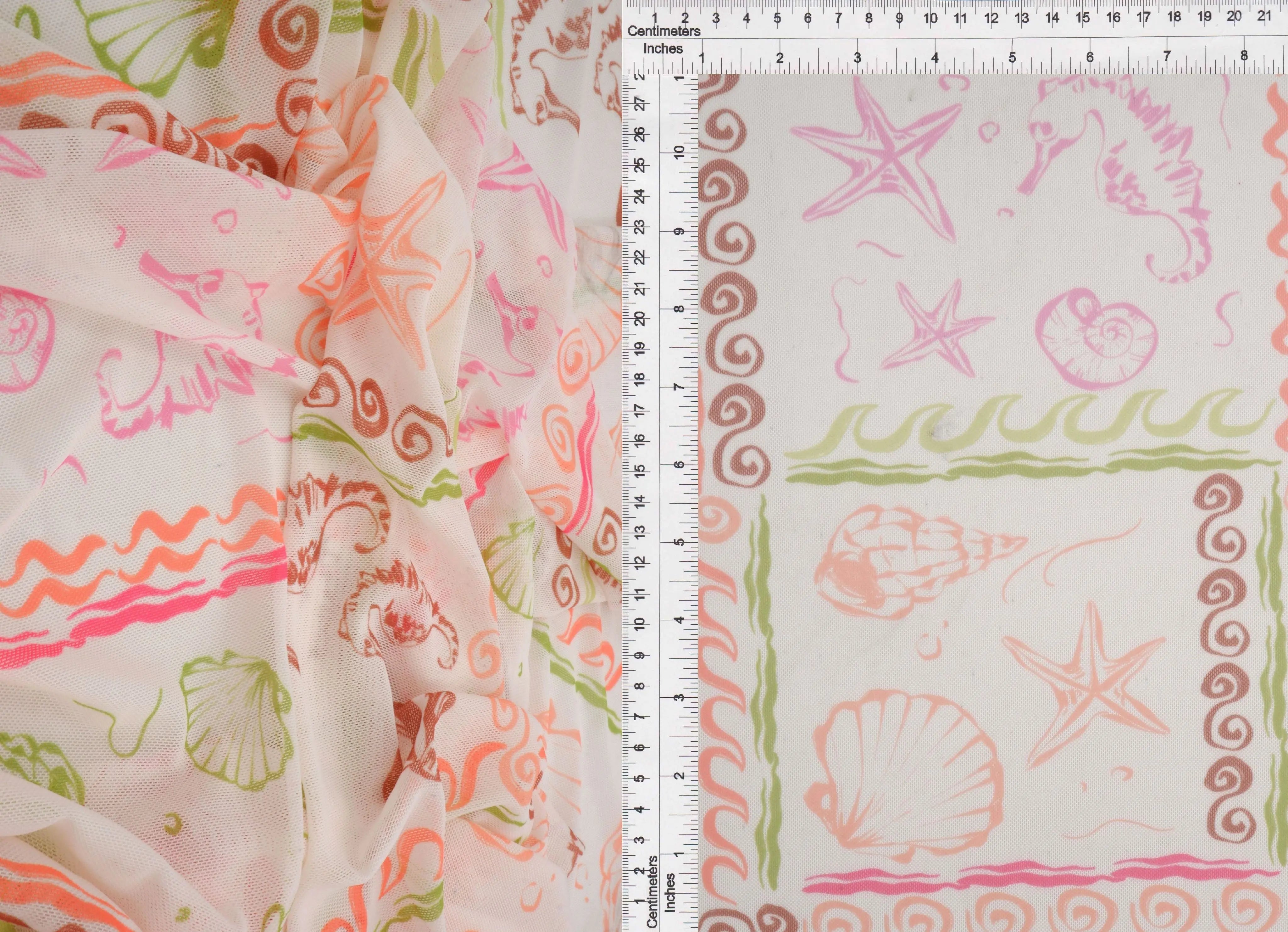 MESH-MS11504D PINK MULTI BLOUSE BODYSUIT BOTTOMS CAMI DIGITAL PRINT DRESS LOUNGEWEAR MESH POLYESTER SKIRTS SPANDEX TOPS UNDER SEA