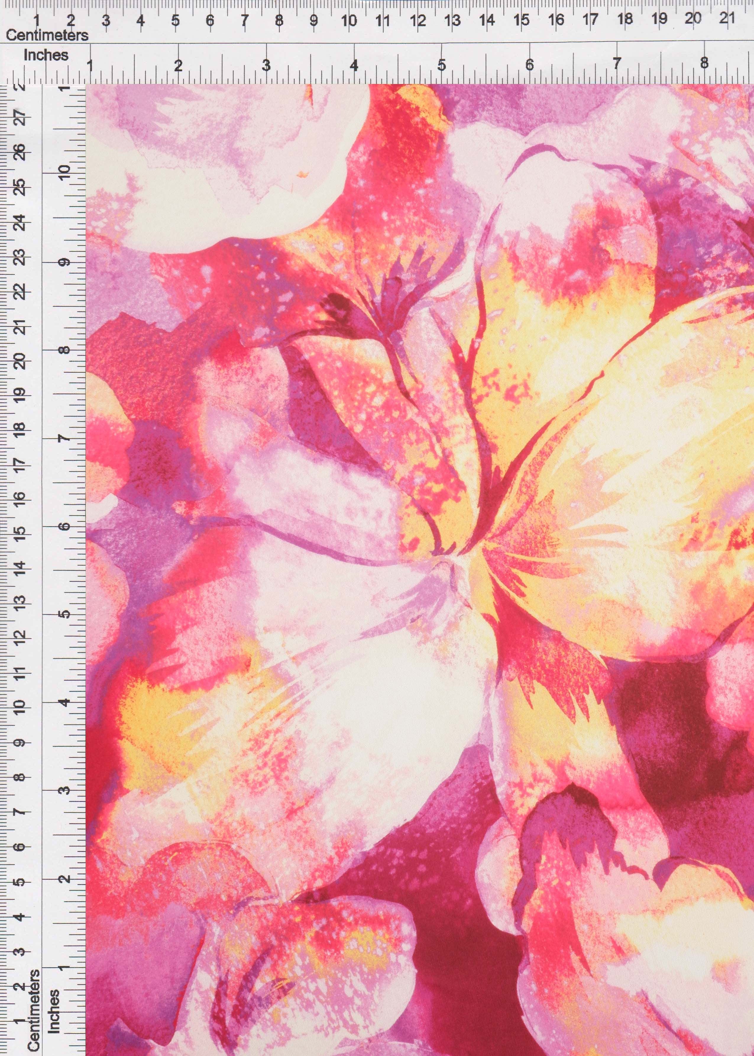 KNT4498-M11516D FUCHSIA BIG FLOWER DIGITAL PRINT DRESS DTY KNIT PANTS POLYESTER SKIRTS SPANDEX TOPS