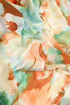 KNT4498-M11516D BROWN/MINT BIG FLOWER DIGITAL PRINT DRESS DTY KNIT PANTS POLYESTER SKIRTS SPANDEX TOPS