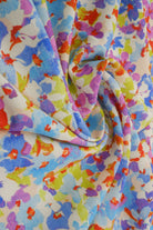 LIN4650-M11475D BLUE MULTI BLOUSE CAMI DIGITAL PRINT DRESS FLORAL FLOWER LINEN PANTS RAYON SKIRTS TOPS WOVEN