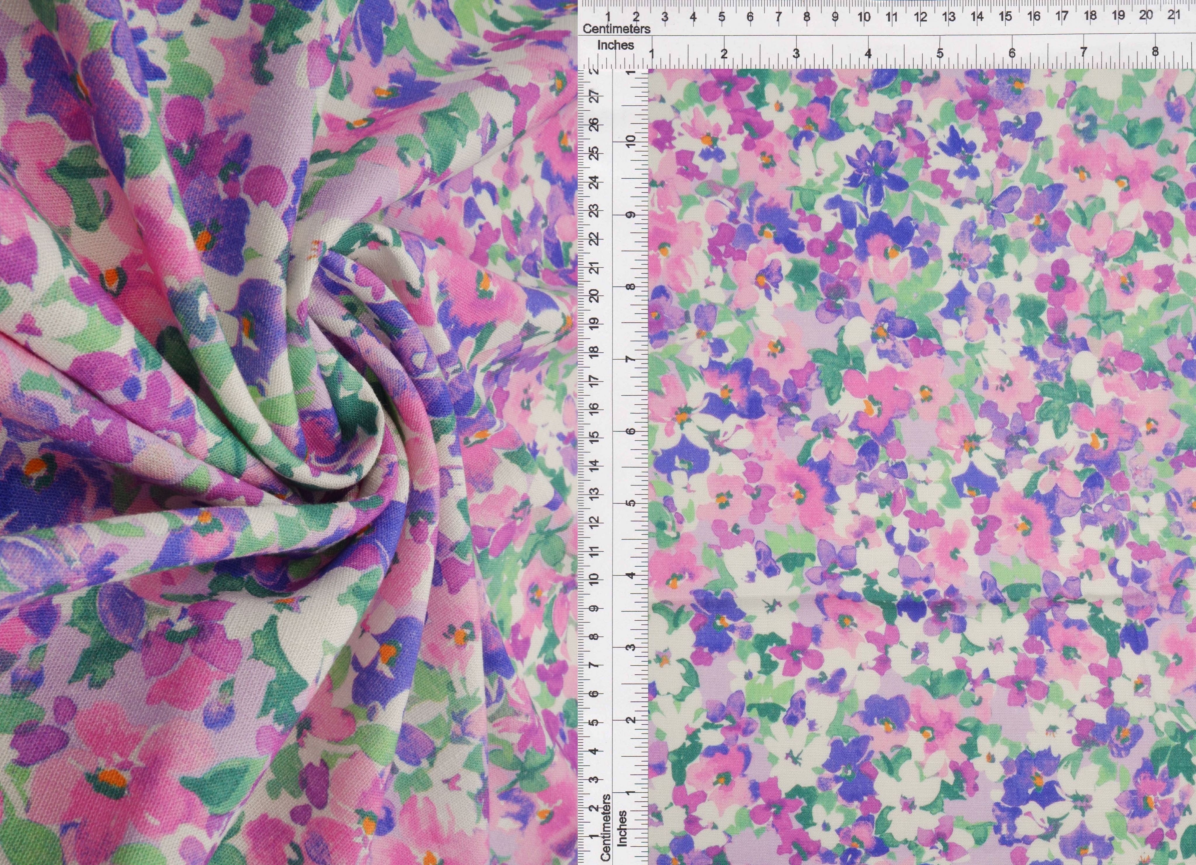 LIN4650-M11475D VIOLET MULTI BLOUSE CAMI DIGITAL PRINT DRESS FLORAL FLOWER LINEN PANTS RAYON SKIRTS TOPS WOVEN