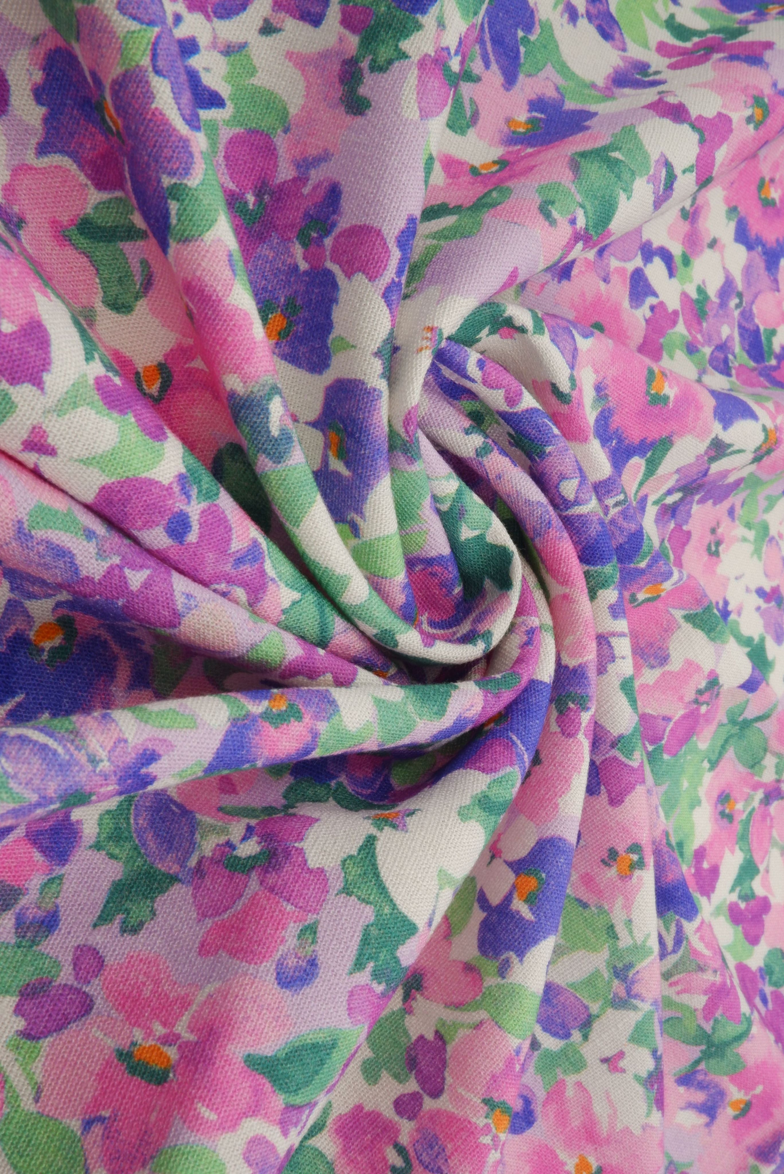 LIN4650-M11475D VIOLET MULTI BLOUSE CAMI DIGITAL PRINT DRESS FLORAL FLOWER LINEN PANTS RAYON SKIRTS TOPS WOVEN